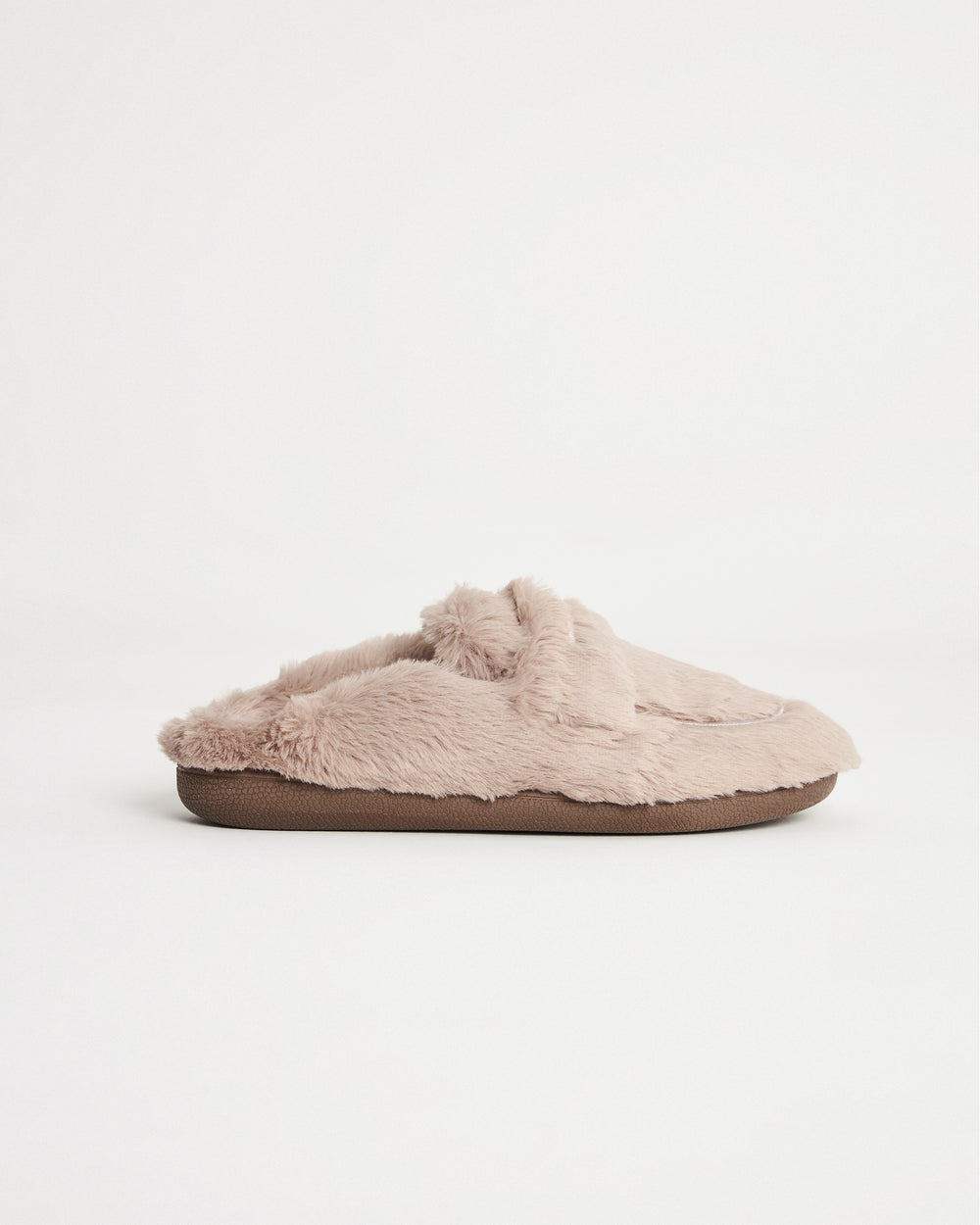 Kadın Kışlık Loafer Modelli Bej Rengi Peluş Ev İçi Ayakkabı