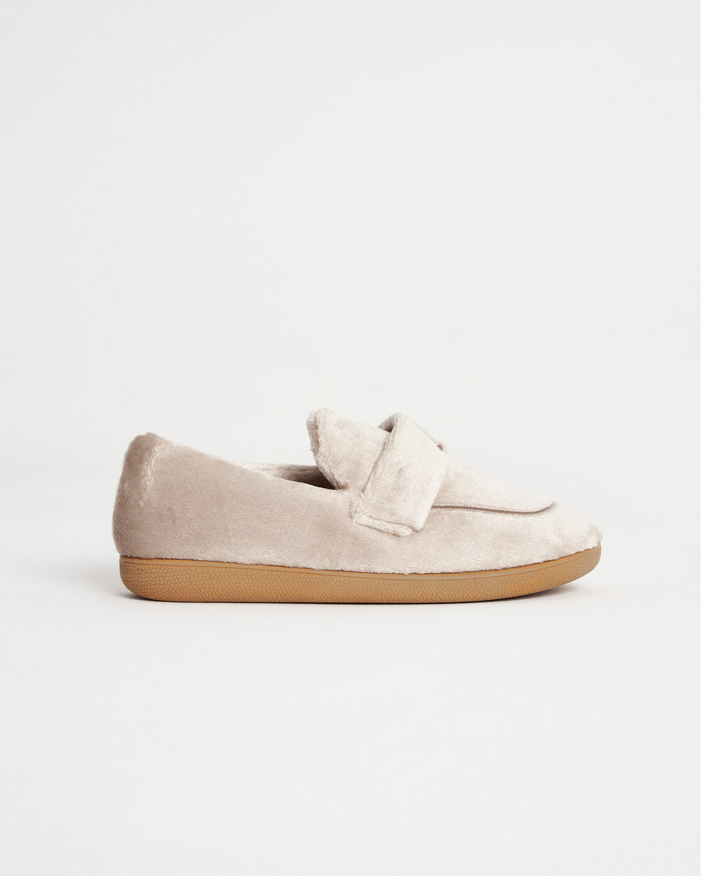 Bej Rengi  Kadın Peluş Loafer Kışlık Ev İçi Ayakkabı