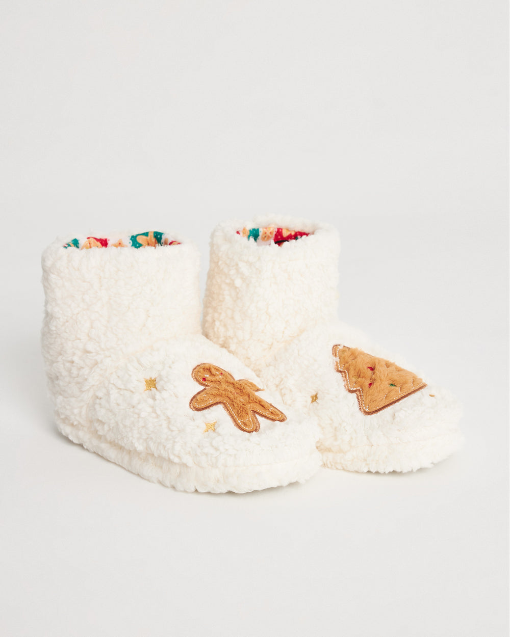 Kadın Beyaz Peluş Noel Temalı Panduf - Cookie