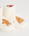 Kadın Beyaz Peluş Noel Temalı Panduf - Cookie