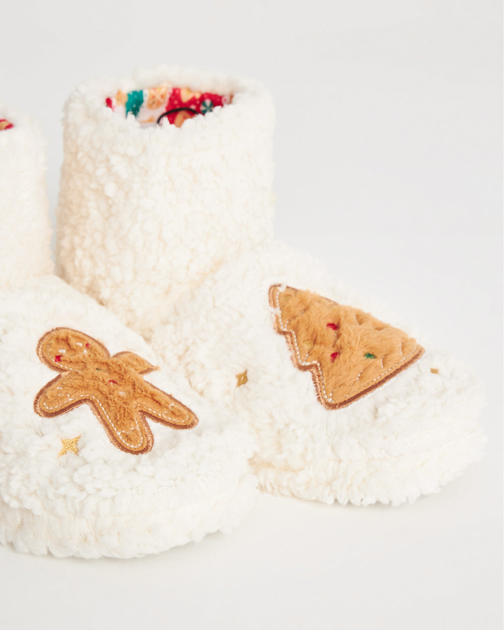 Kadın Beyaz Peluş Noel Temalı Panduf - Cookie