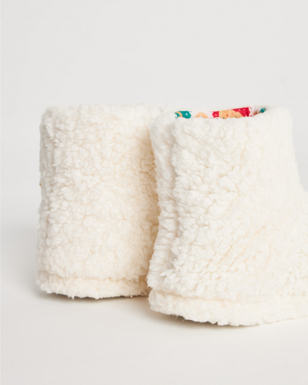 Kadın Beyaz Peluş Noel Temalı Panduf - Cookie