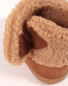 Çocuk Camel Süet Görünümlü Ayıcık Model İşlemeli Peluş Panduf