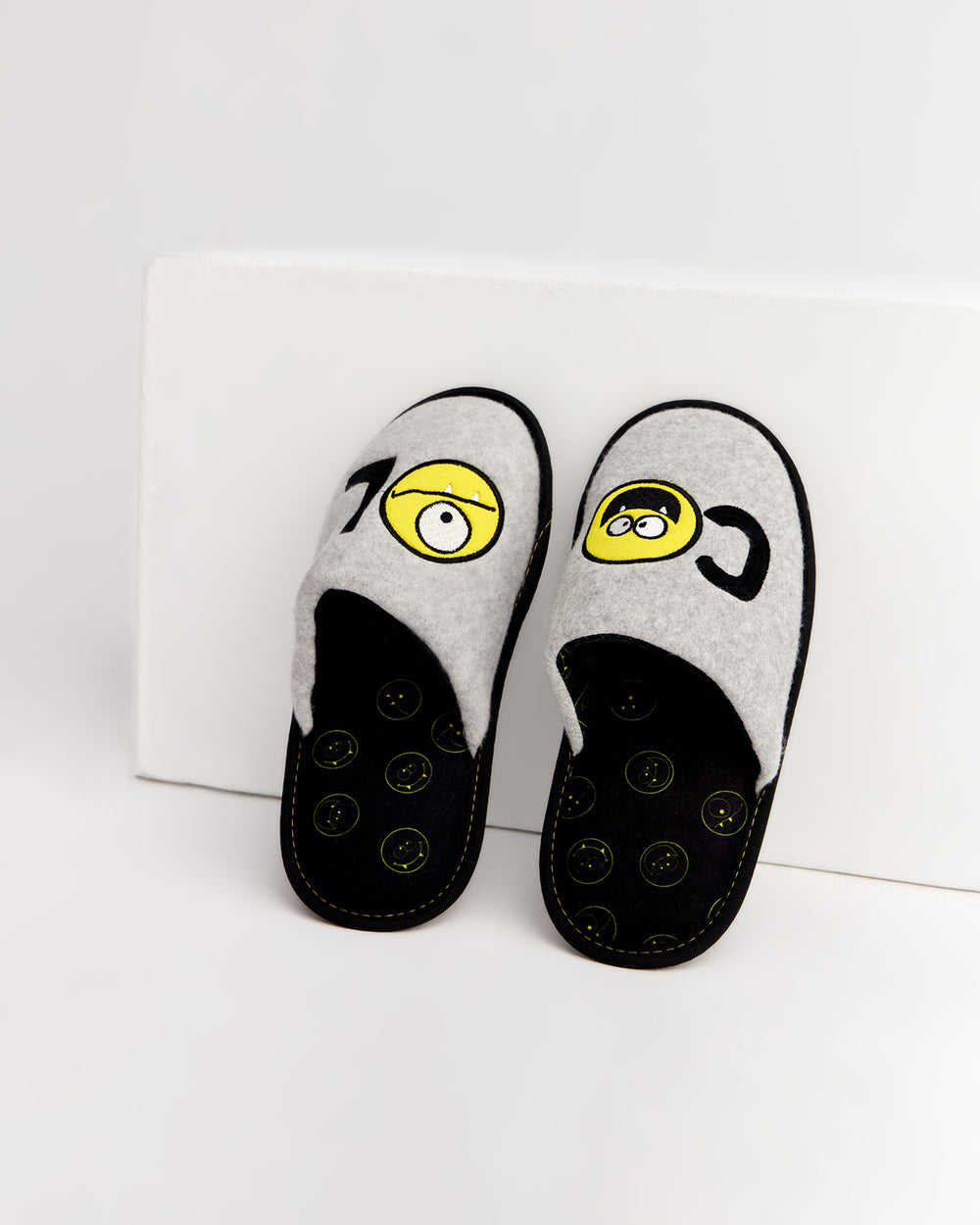 COLL-S - Emojili Gri Erkek Ev Terliği