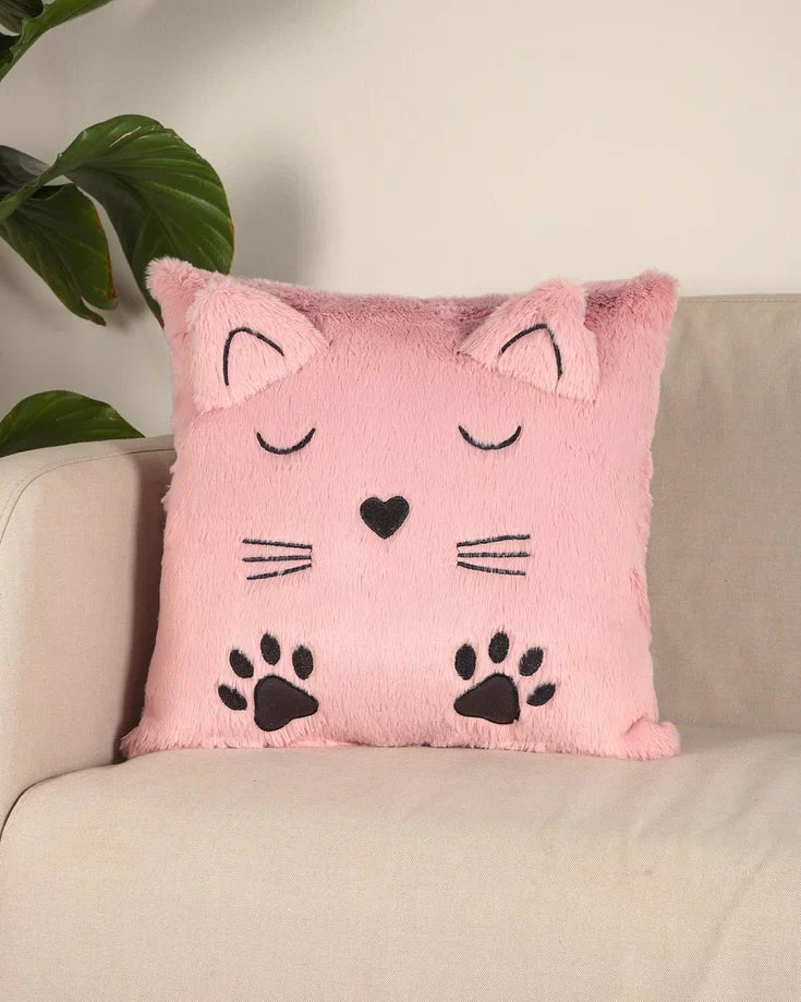 Sevimli Kedi Figürlü Peluş Kırlent