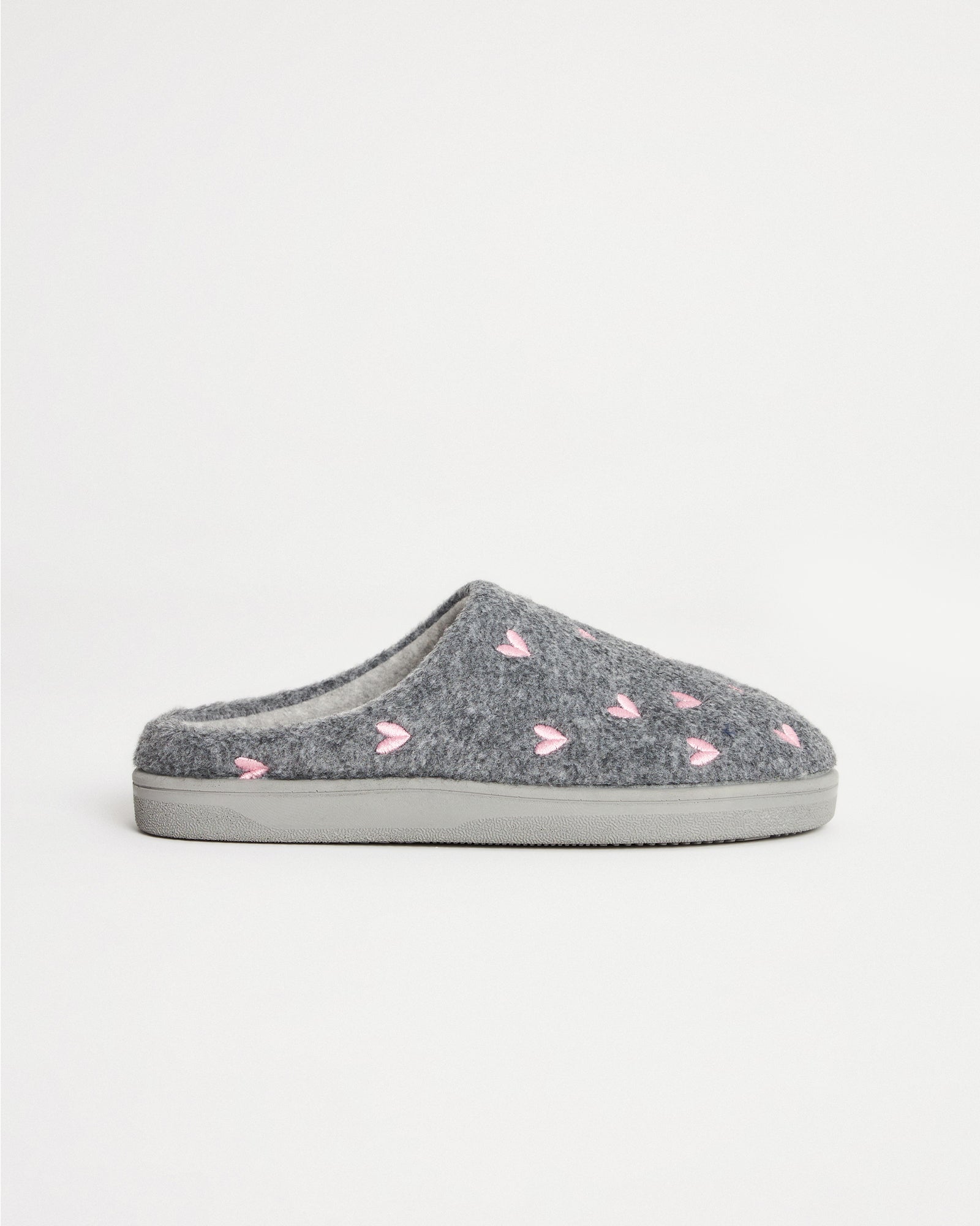 Gri Kalp Desenli Yumuşak Dokulu Kadın Ev İçi Ayakkabı