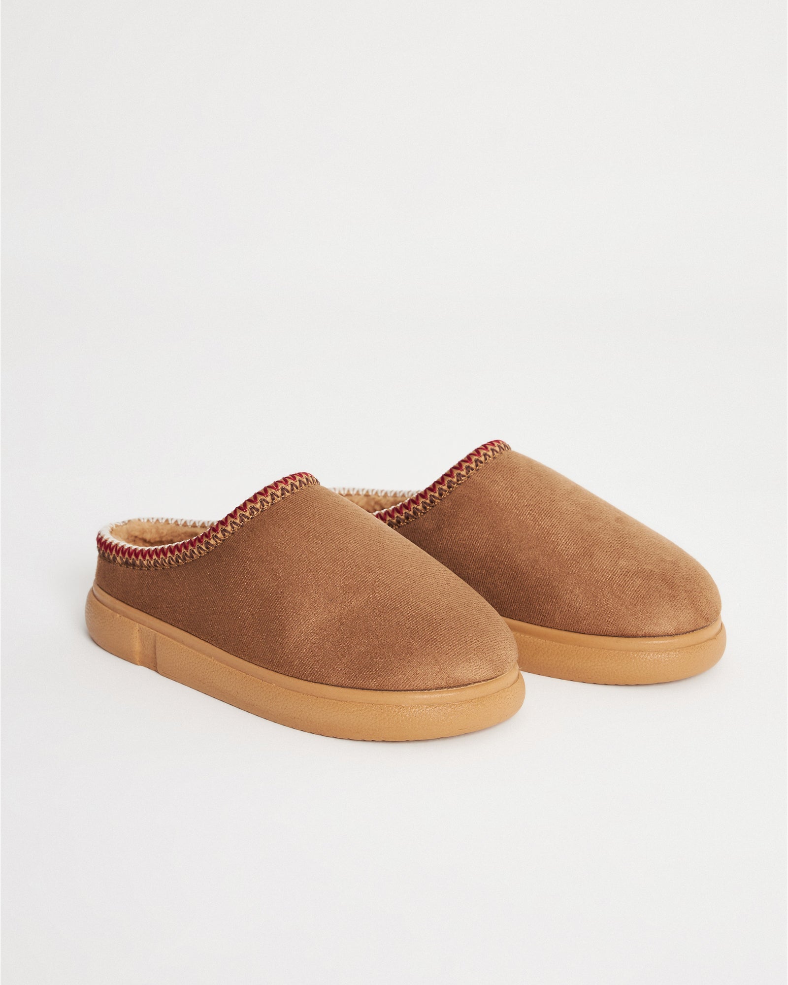 Erkek Kışlık Camel Süet Etnik Desenli Erkek Ev İçi Ayakkabı