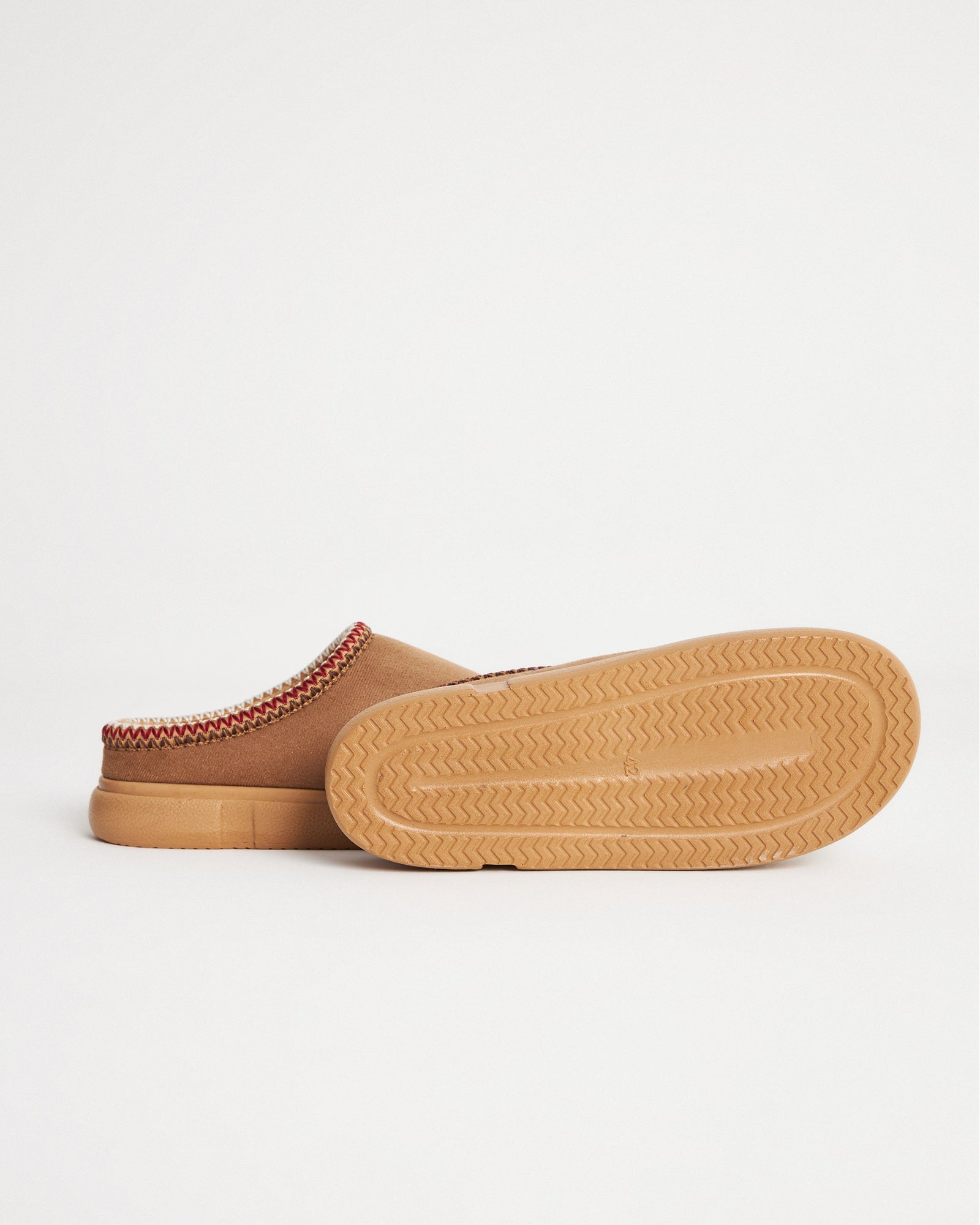 Erkek Kışlık Camel Süet Etnik Desenli Erkek Ev İçi Ayakkabı