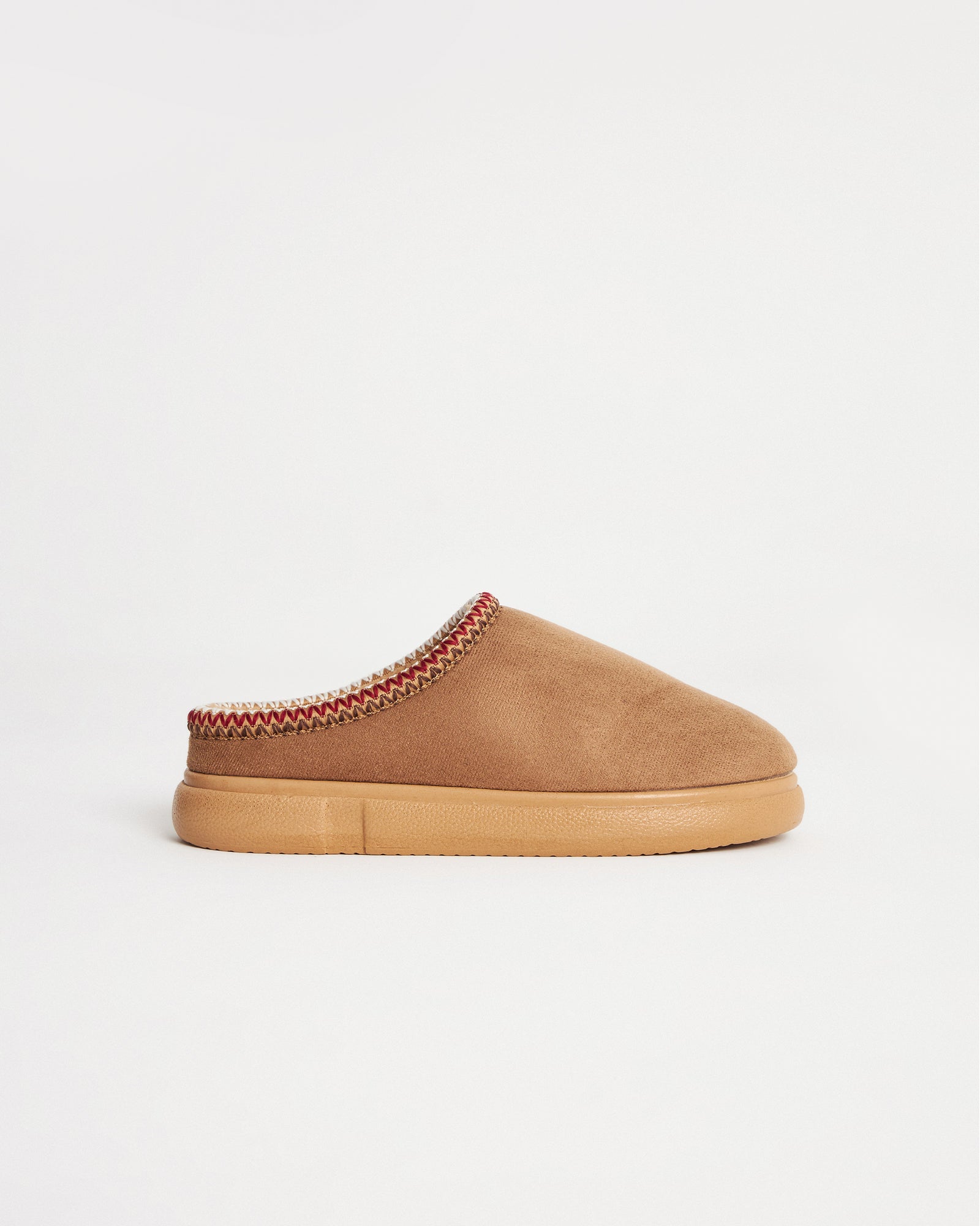 Erkek Kışlık Camel Süet Etnik Desenli Erkek Ev İçi Ayakkabı