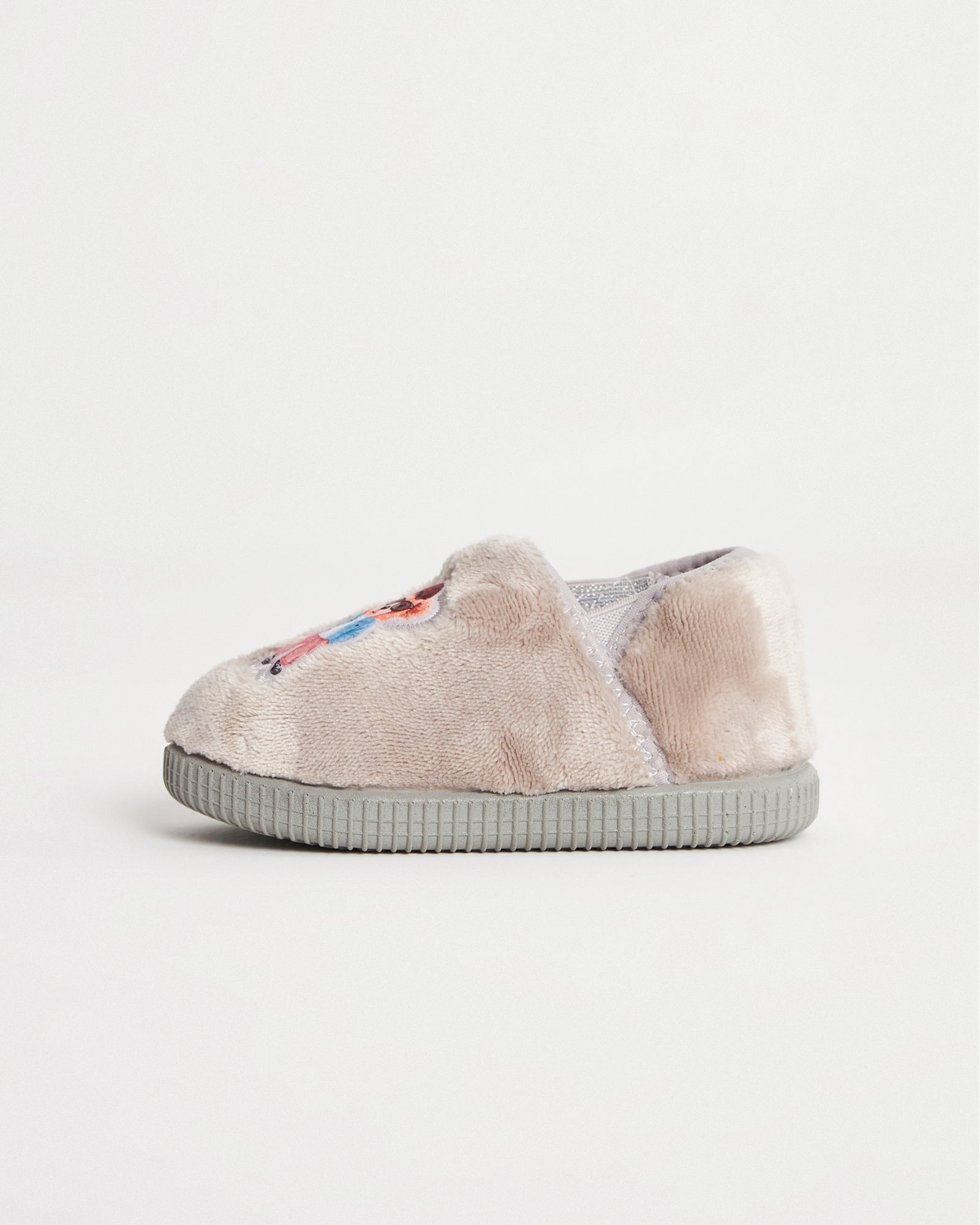 Çocuk ve Bebek Kışlık Sevimli Ayıcık Figürlü Gri Renk Ev ve Kreş Ayakkabısı