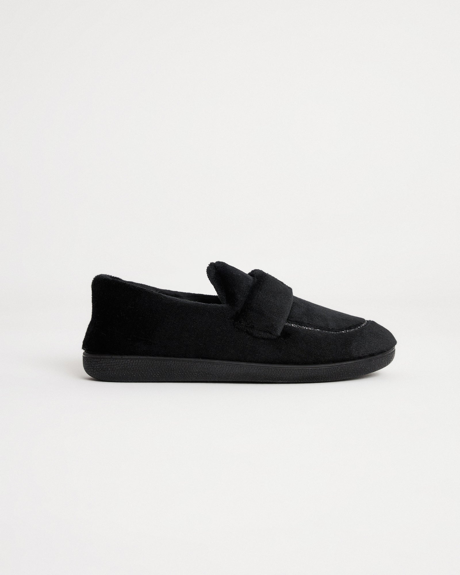 Siyah Renkli  Kadın Peluş Loafer Kışlık Ev İçi Ayakkabı