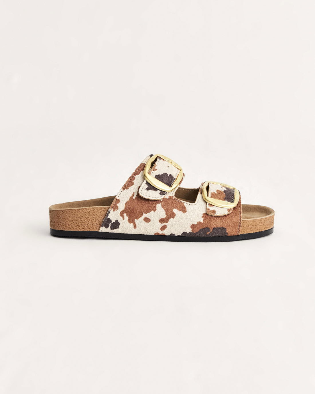 Kadın Desenli Altın Renkli Çift Tokalı Yazlık Terlik