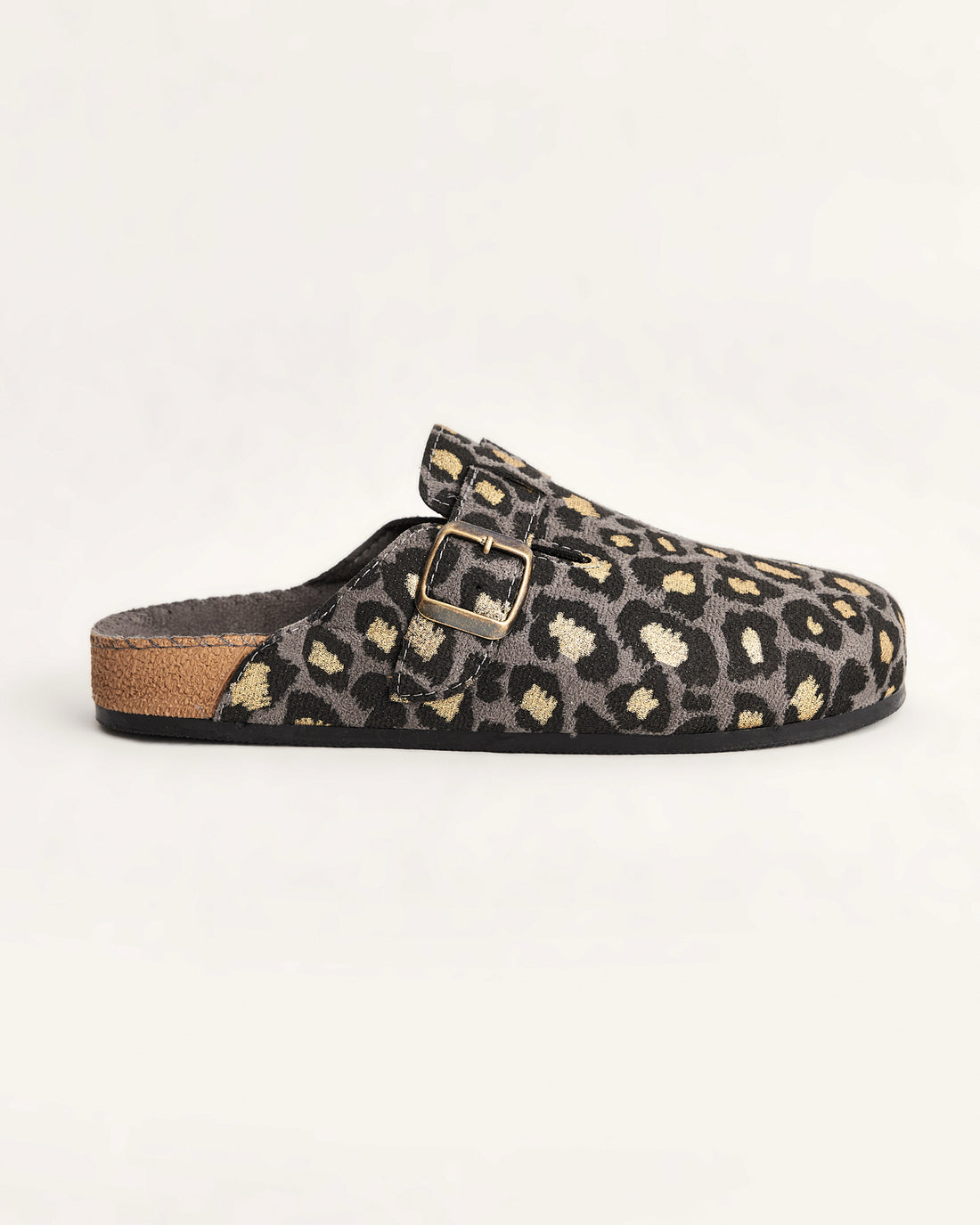 Kadın Leopar Desenli Tokalı Yazlık Terlik