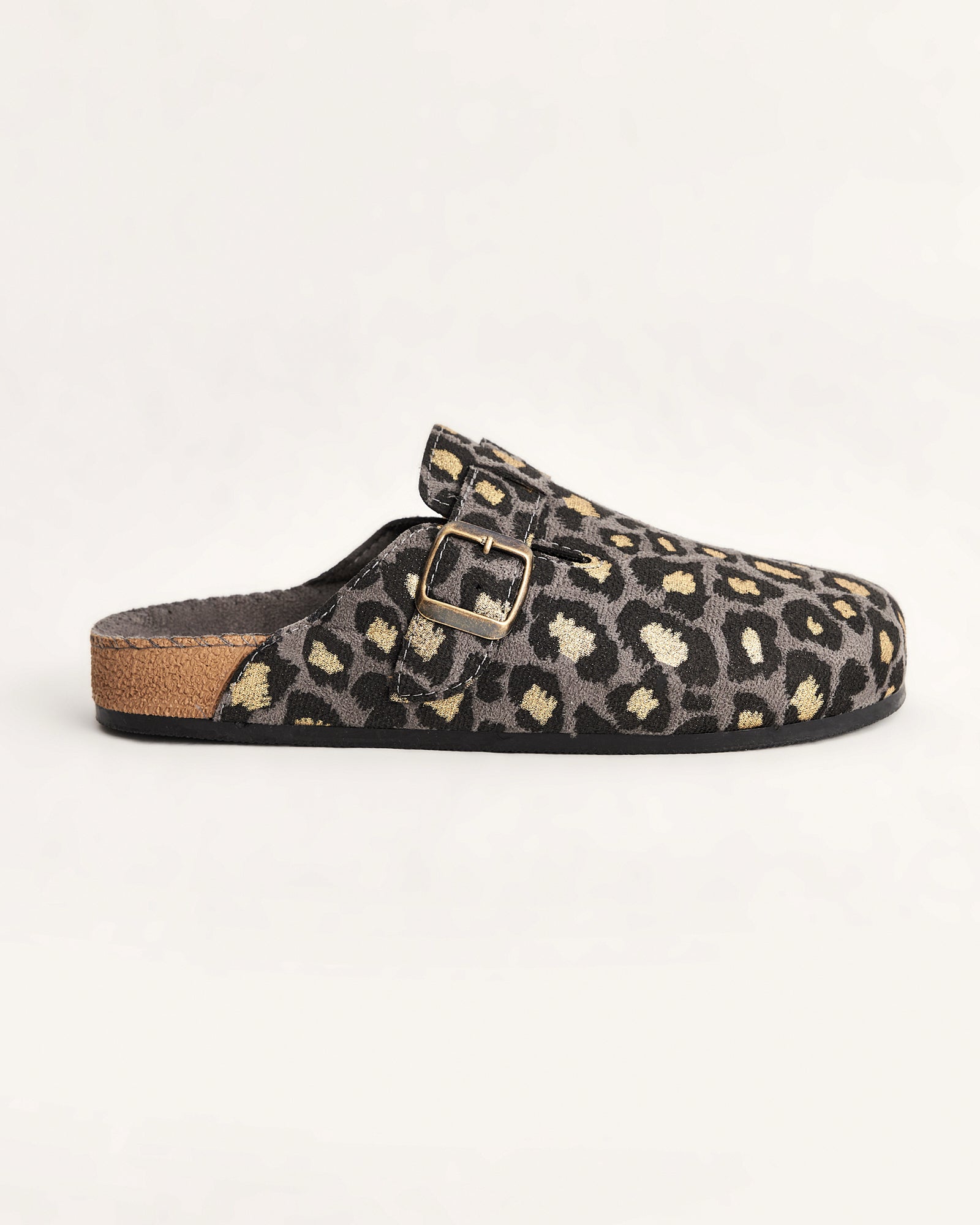 Kadın Leopar Desenli Tokalı Yazlık Terlik