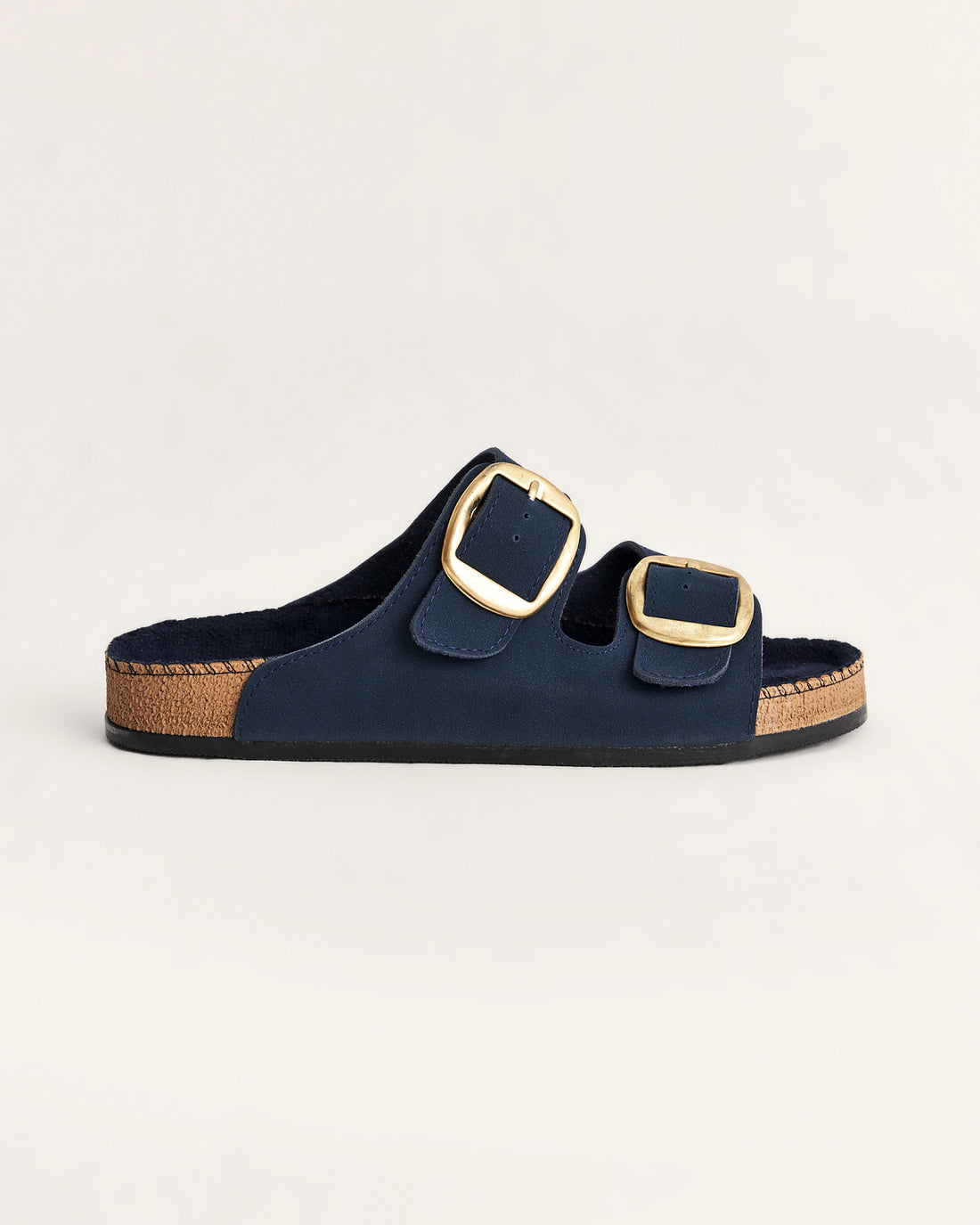 Kadın Lacivert Süet Tokalı Yazlık Terlik