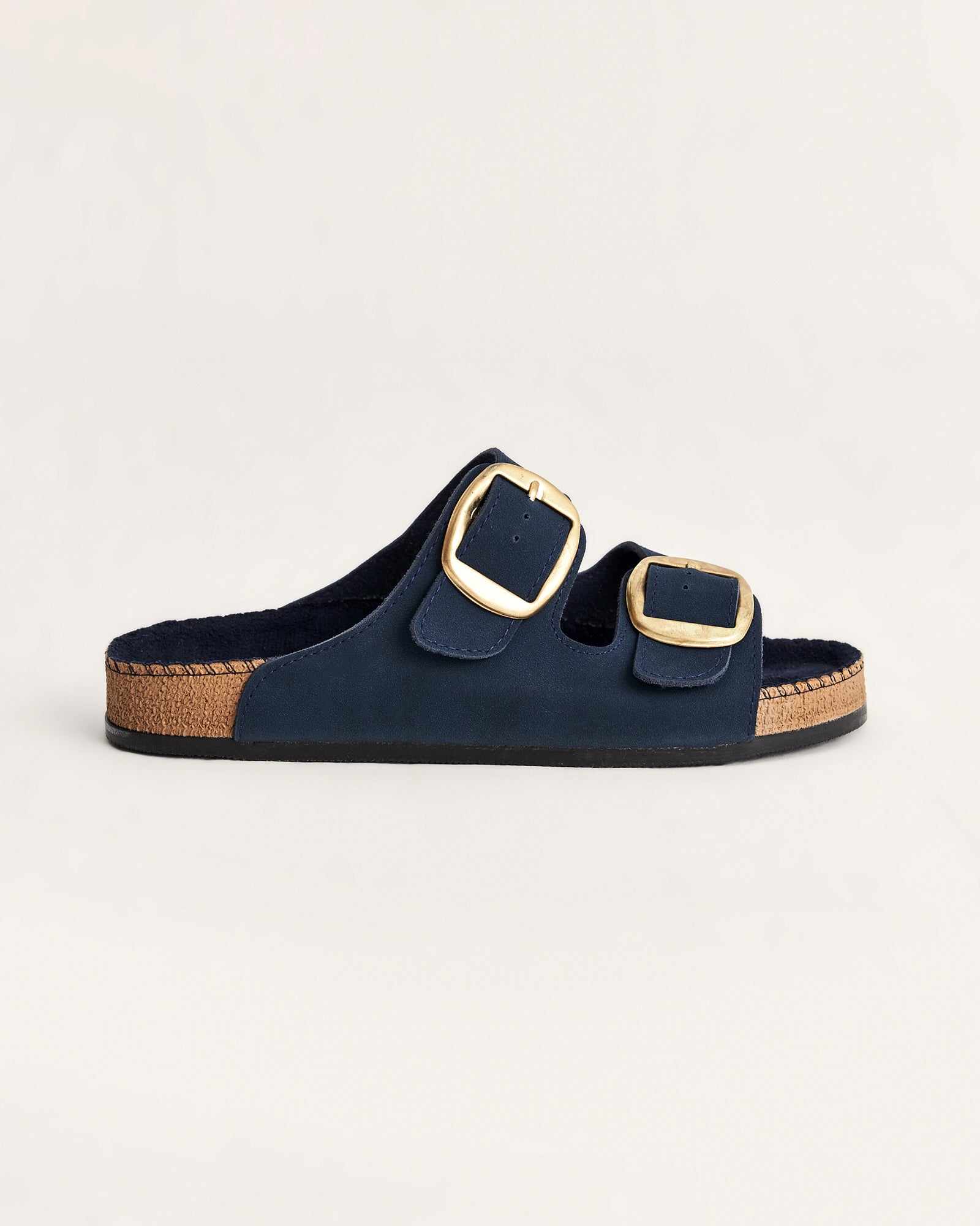 Kadın Lacivert Süet Tokalı Yazlık Terlik