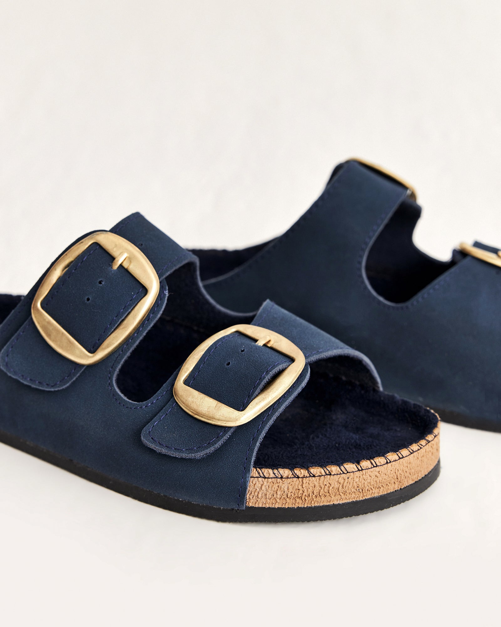 Kadın Lacivert Süet Tokalı Yazlık Terlik