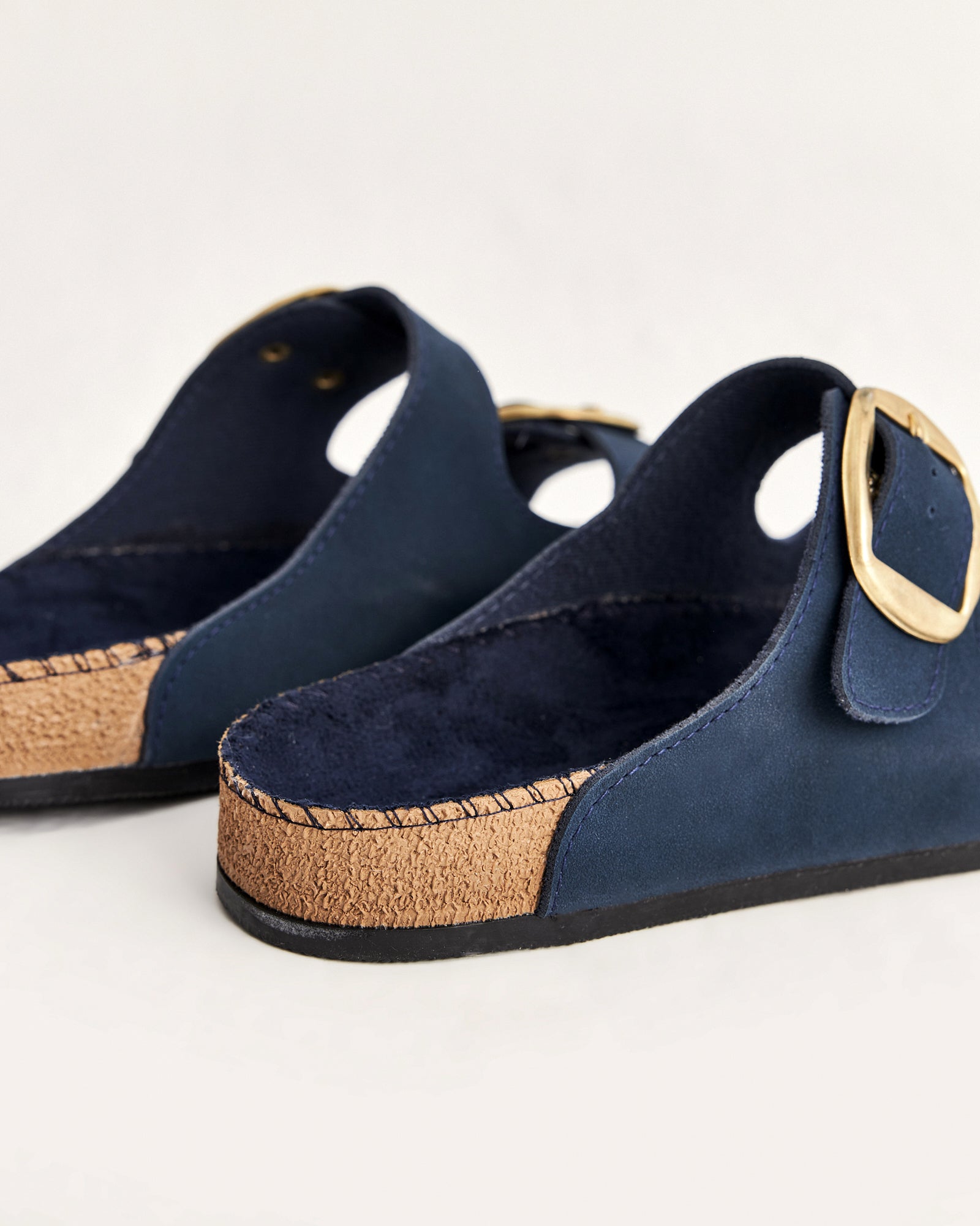 Kadın Lacivert Süet Tokalı Yazlık Terlik