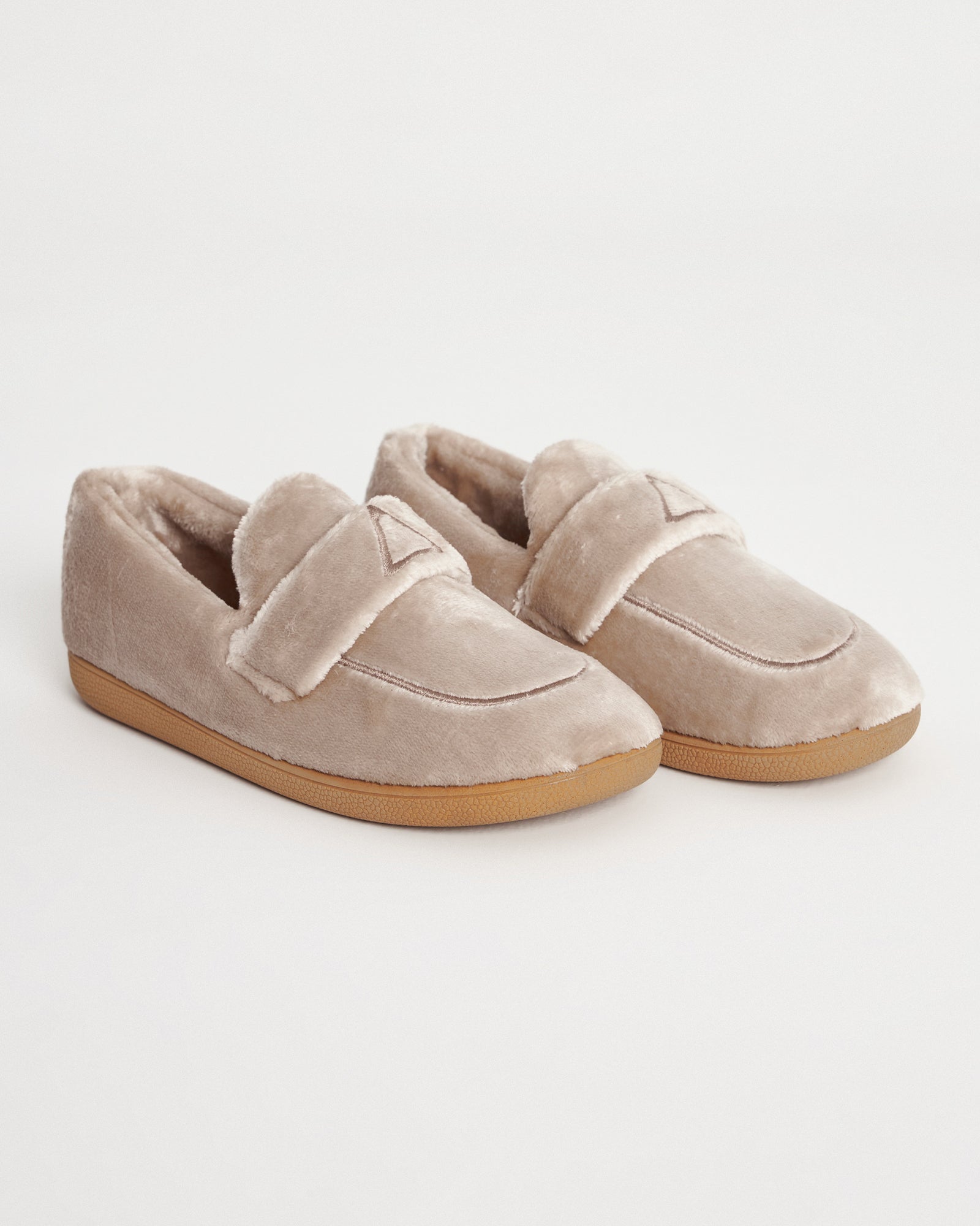 Bej Rengi  Kadın Peluş Loafer Kışlık Ev İçi Ayakkabı