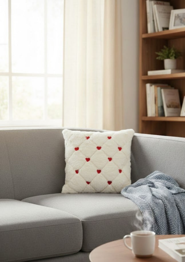 Kalp Nakışlı Dekoratif Kırlent