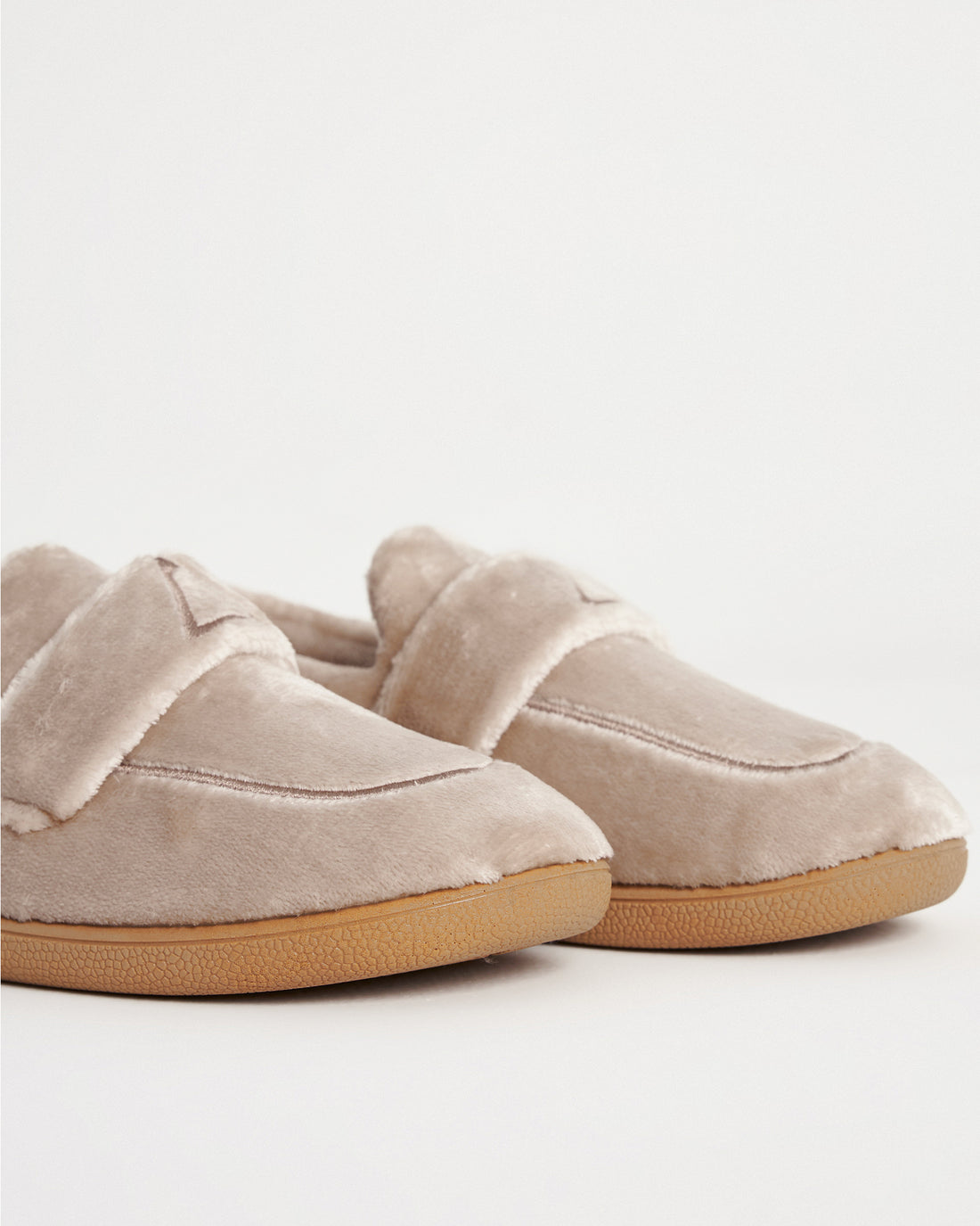 Bej Rengi  Kadın Peluş Loafer Kışlık Ev İçi Ayakkabı