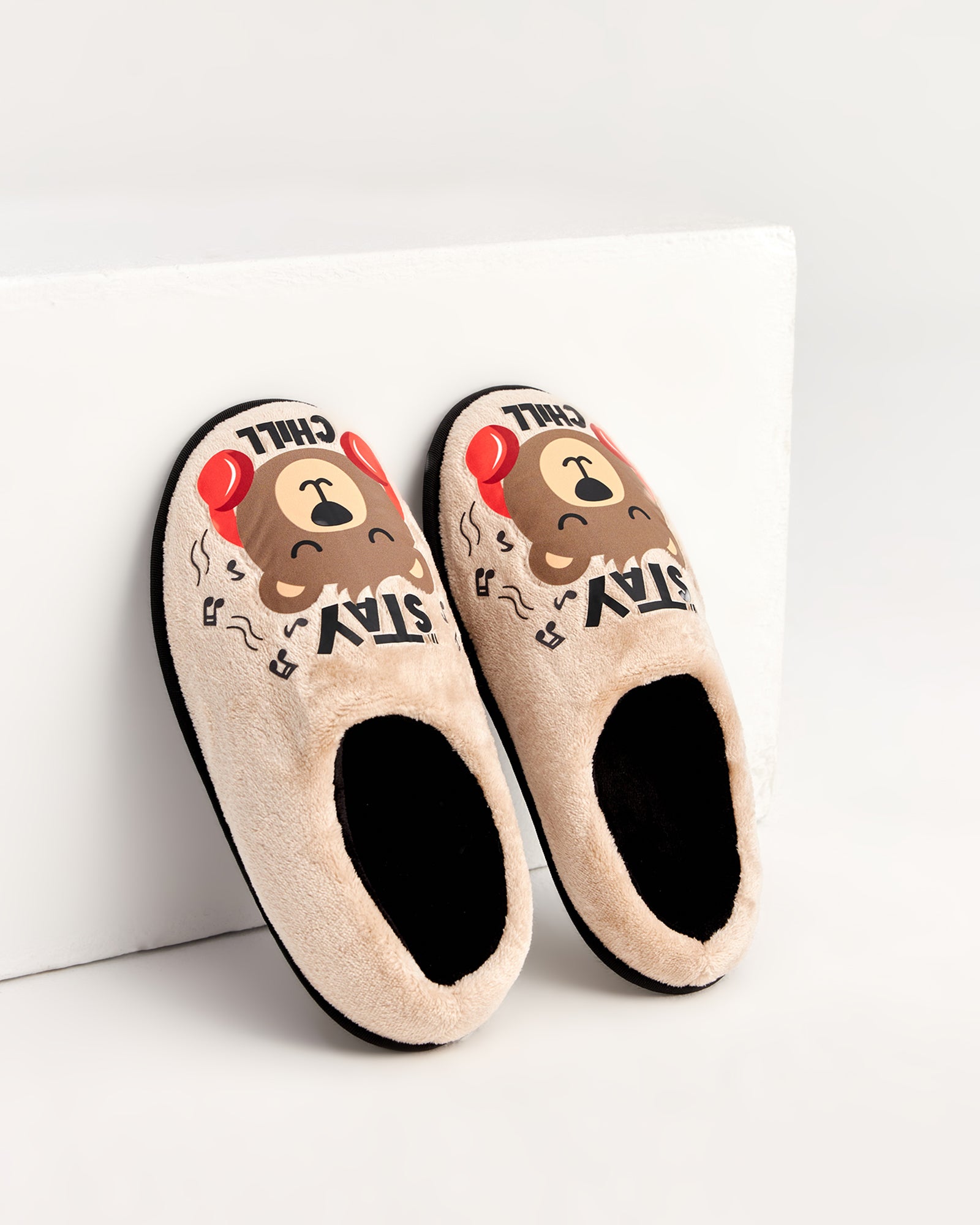 ZİPPO-K- Ayı Figürlü Krem Erkek Ev Terliği