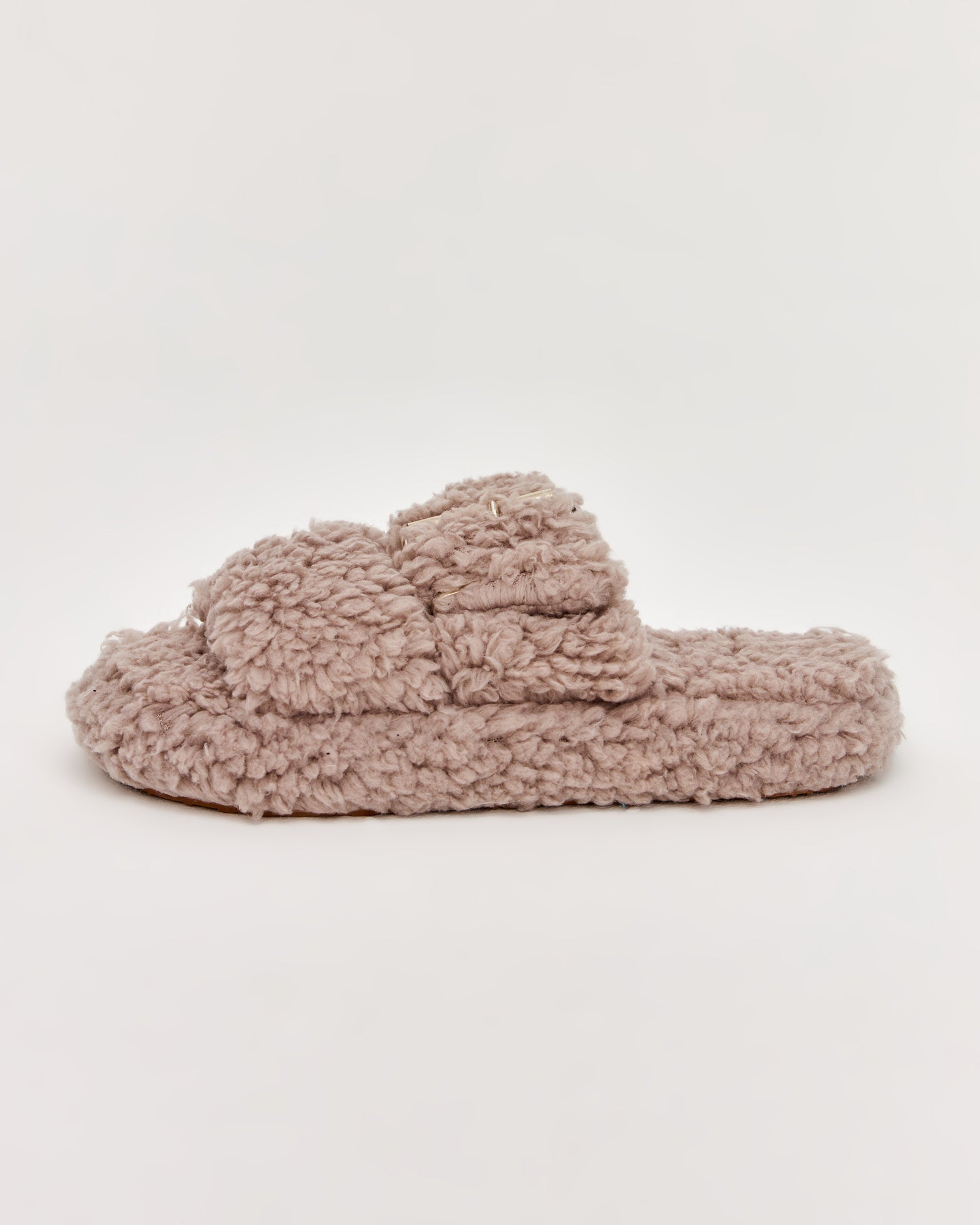 POLİ - D - Tüylü Gri Kadın Ev Terliği