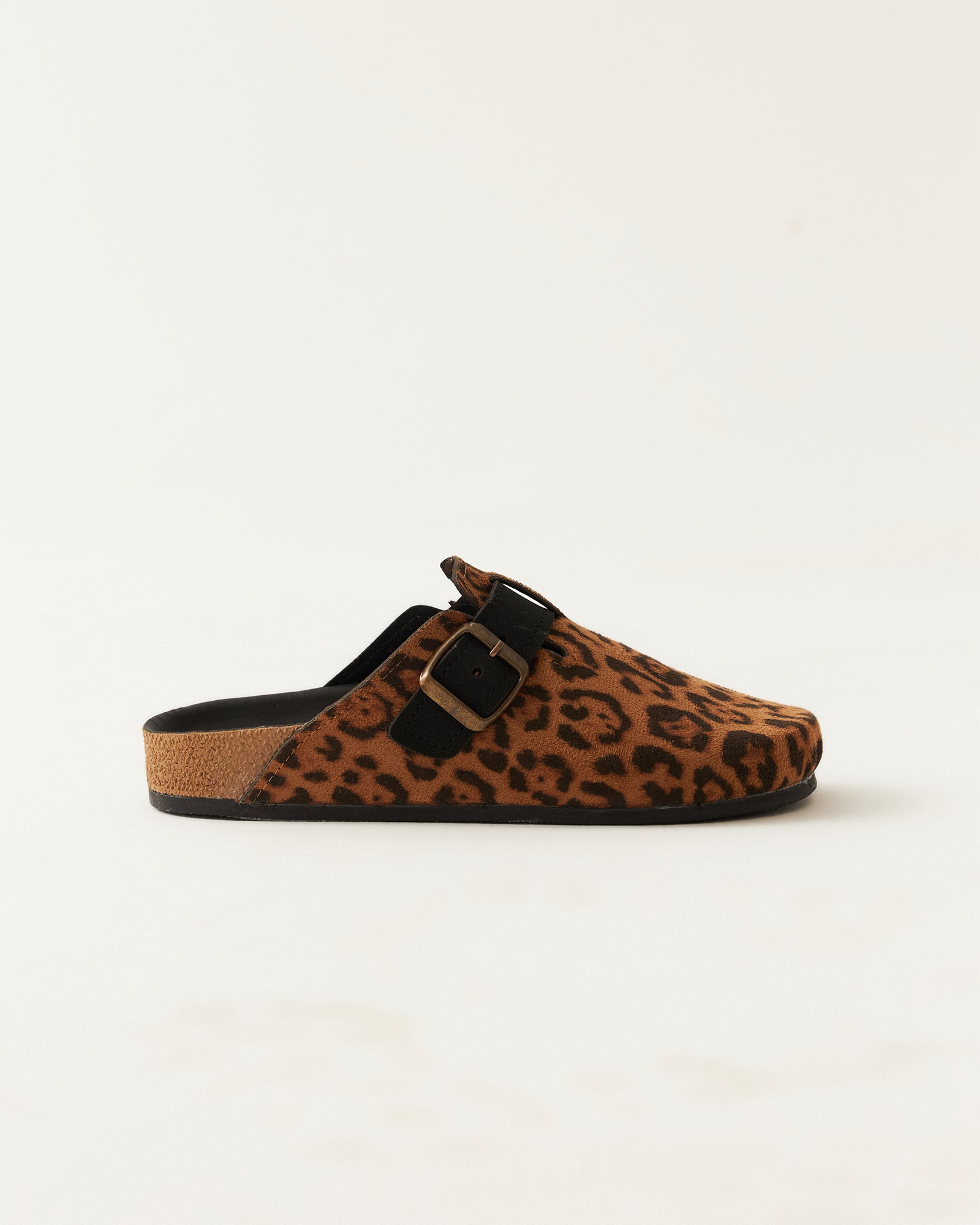 Kadın Tokalı Leopar Desenli Önü Kapalı Ev Terliği