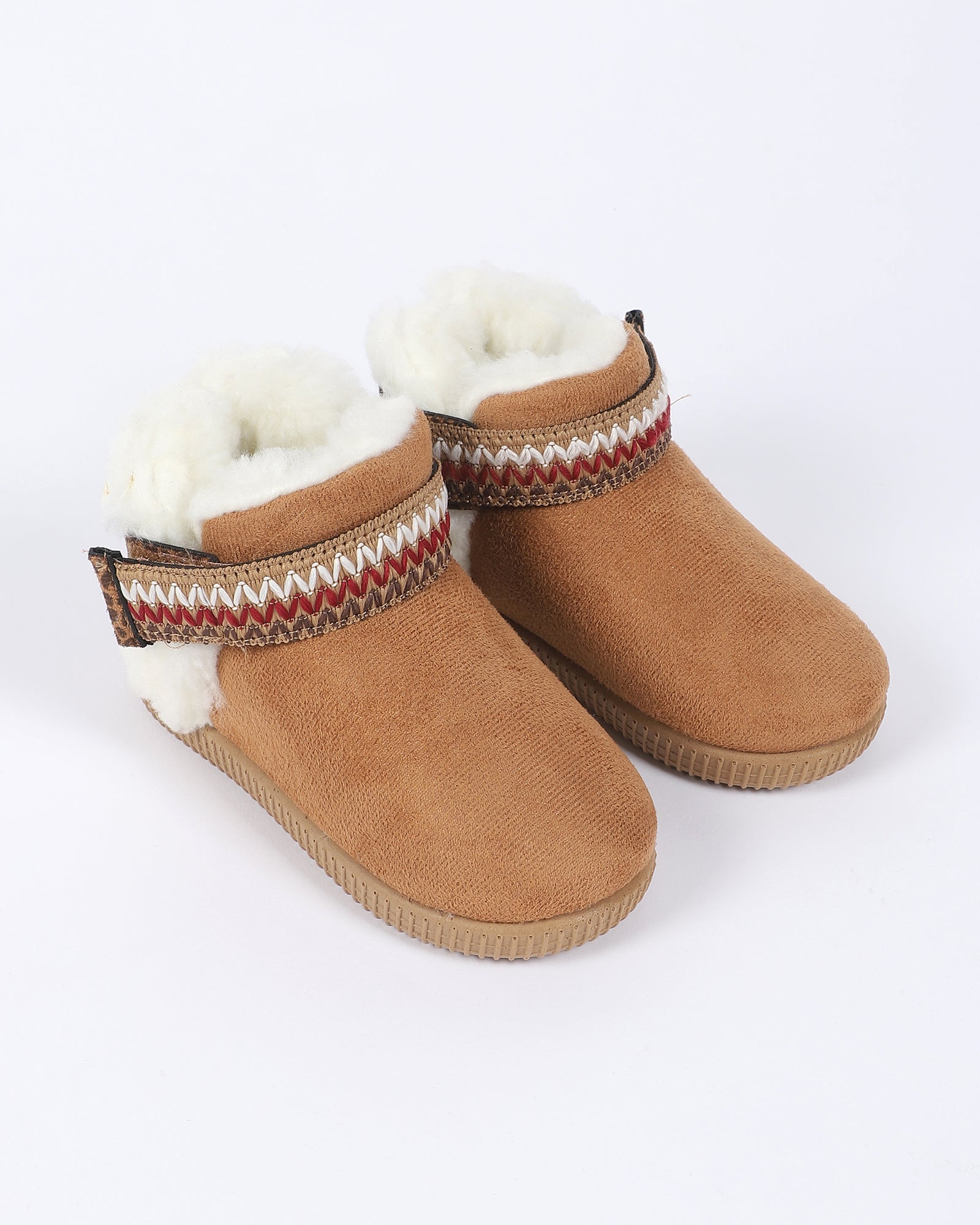 Çocuk Süet Desenli Biyeli Cırtlı Panduf - ASTRA