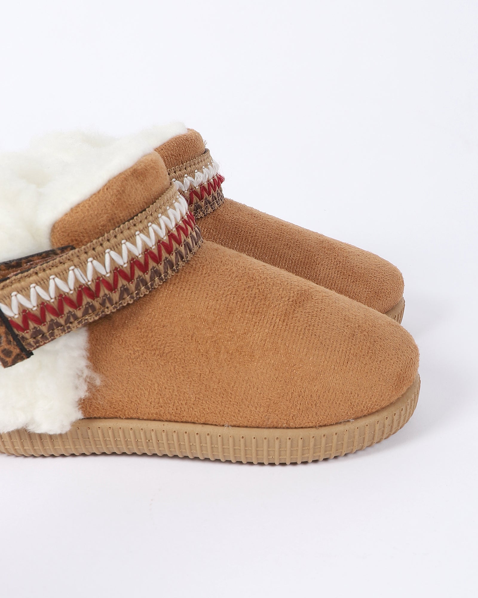 Çocuk Süet Desenli Biyeli Cırtlı Panduf - ASTRA