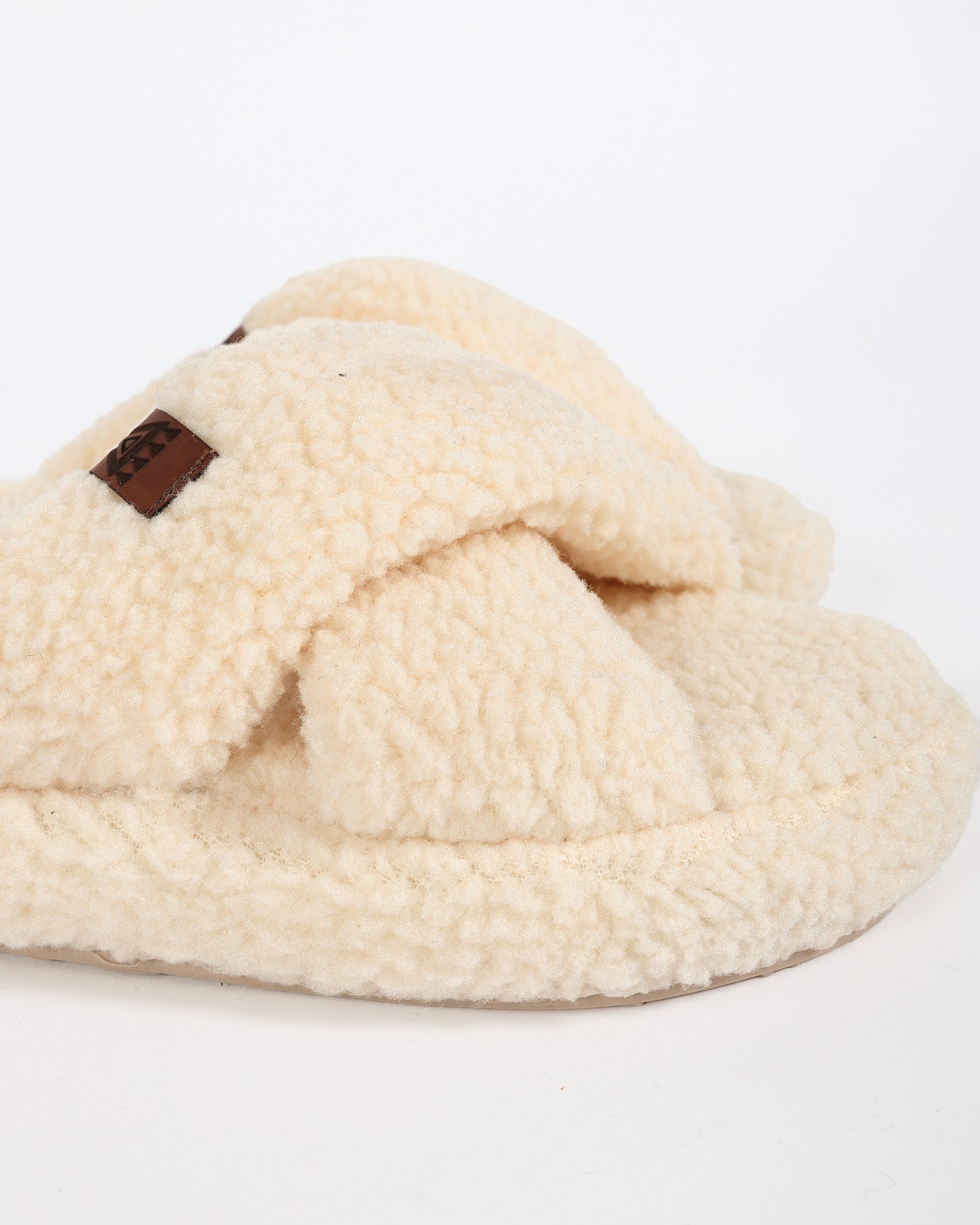 Kadın Deri Etiket Detaylı Ev Terliği-JANA