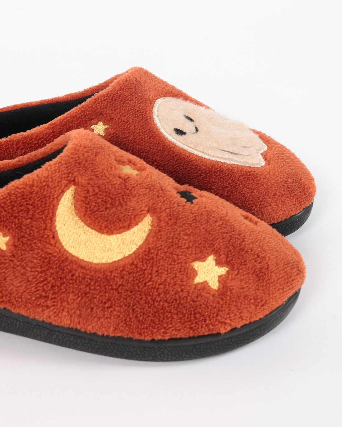 Çocuk Halloween Temalı Hayalet Ve Ay Desenli Kahverengi  Çocuk Kışlık Ev İçi Ayakkabı