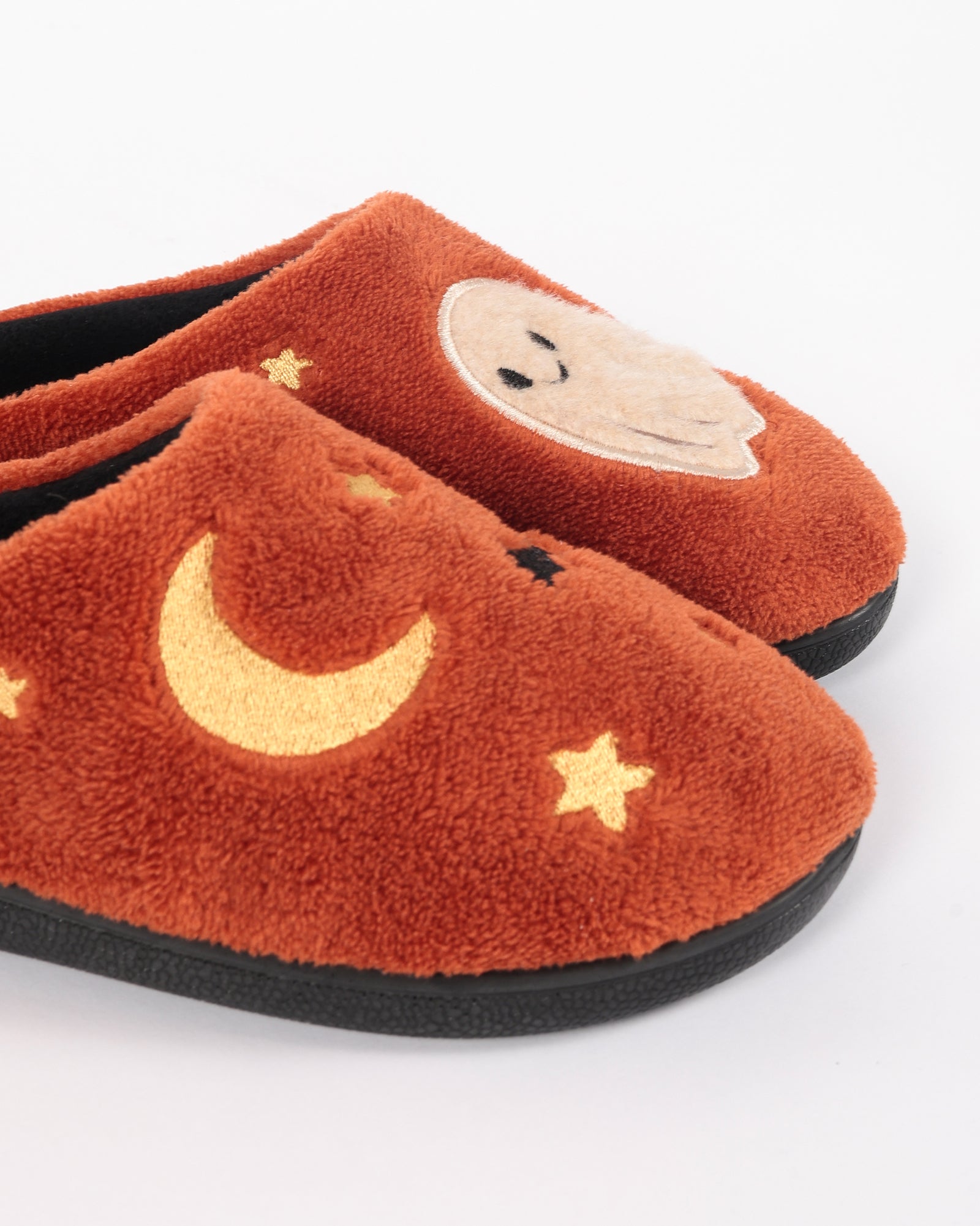 Çocuk Halloween Temalı Hayalet Ve Ay Desenli Kahverengi  Çocuk Kışlık Ev İçi Ayakkabı