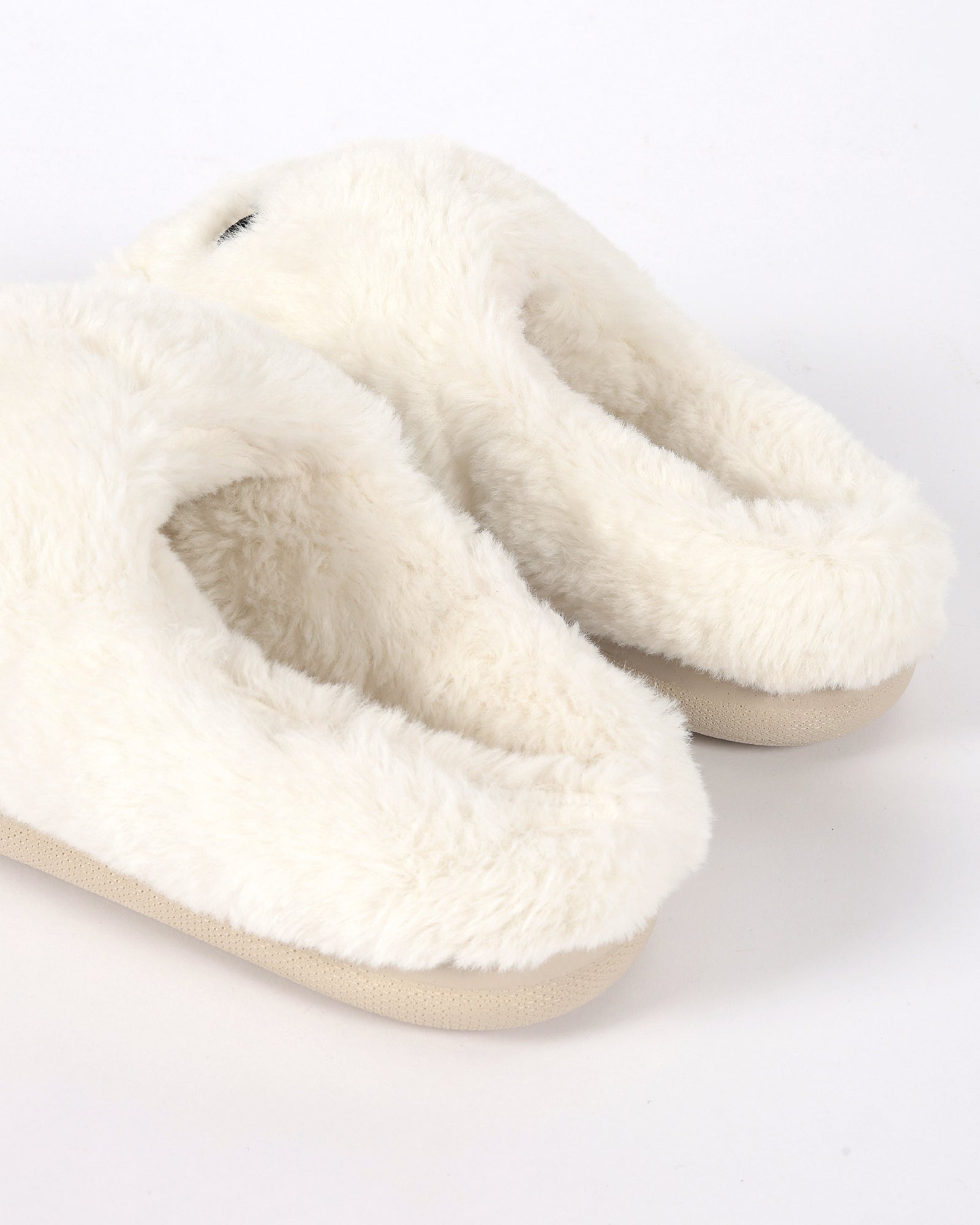 Kadın Halloween Temalı Gülümseyen Yüz Desenli  Beyaz Pelüş Kadın Ev İçi Ayakkabı