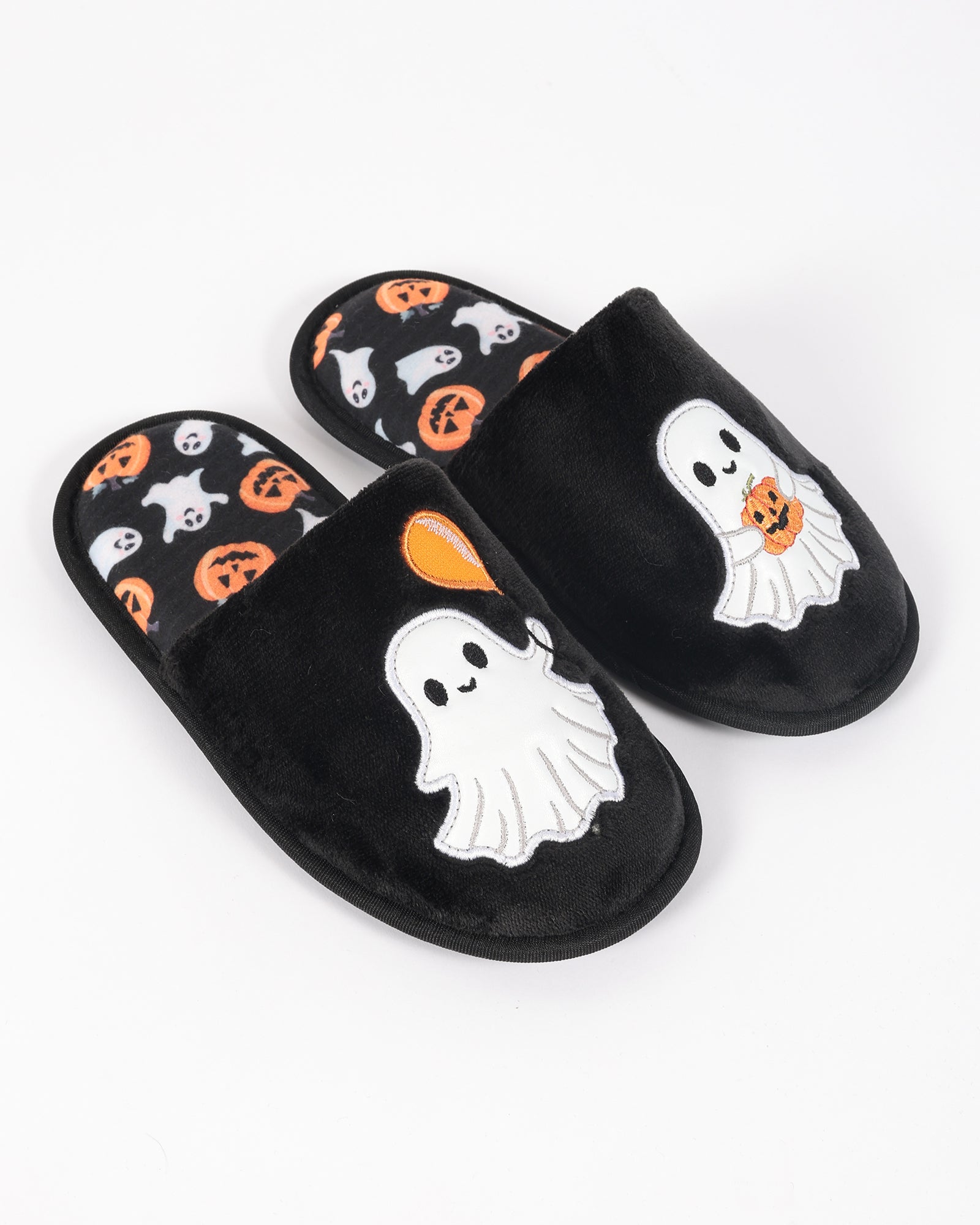 Kadın Halloween Temalı Sevimli Hayalet Çifti Desenli Nakışlı  Ev İçi Terlik