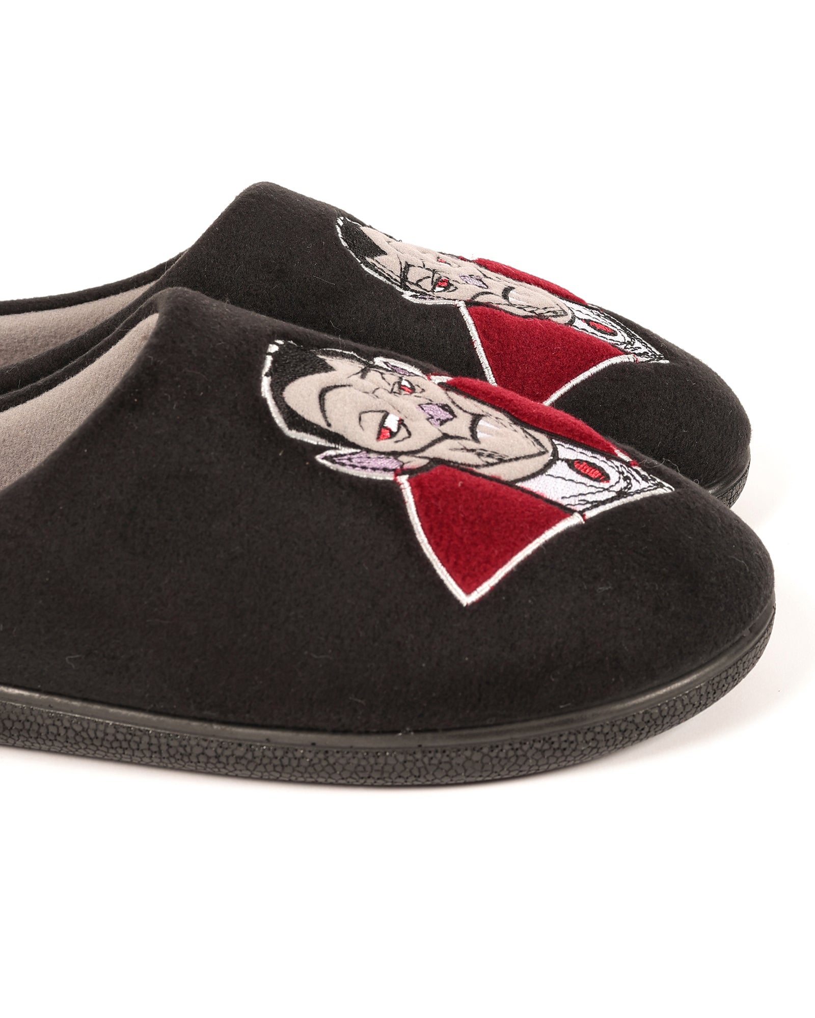 Erkek Siyah Halloween Temalı Drakula Nakışlı Polar  Ev İçi Ayakkabı