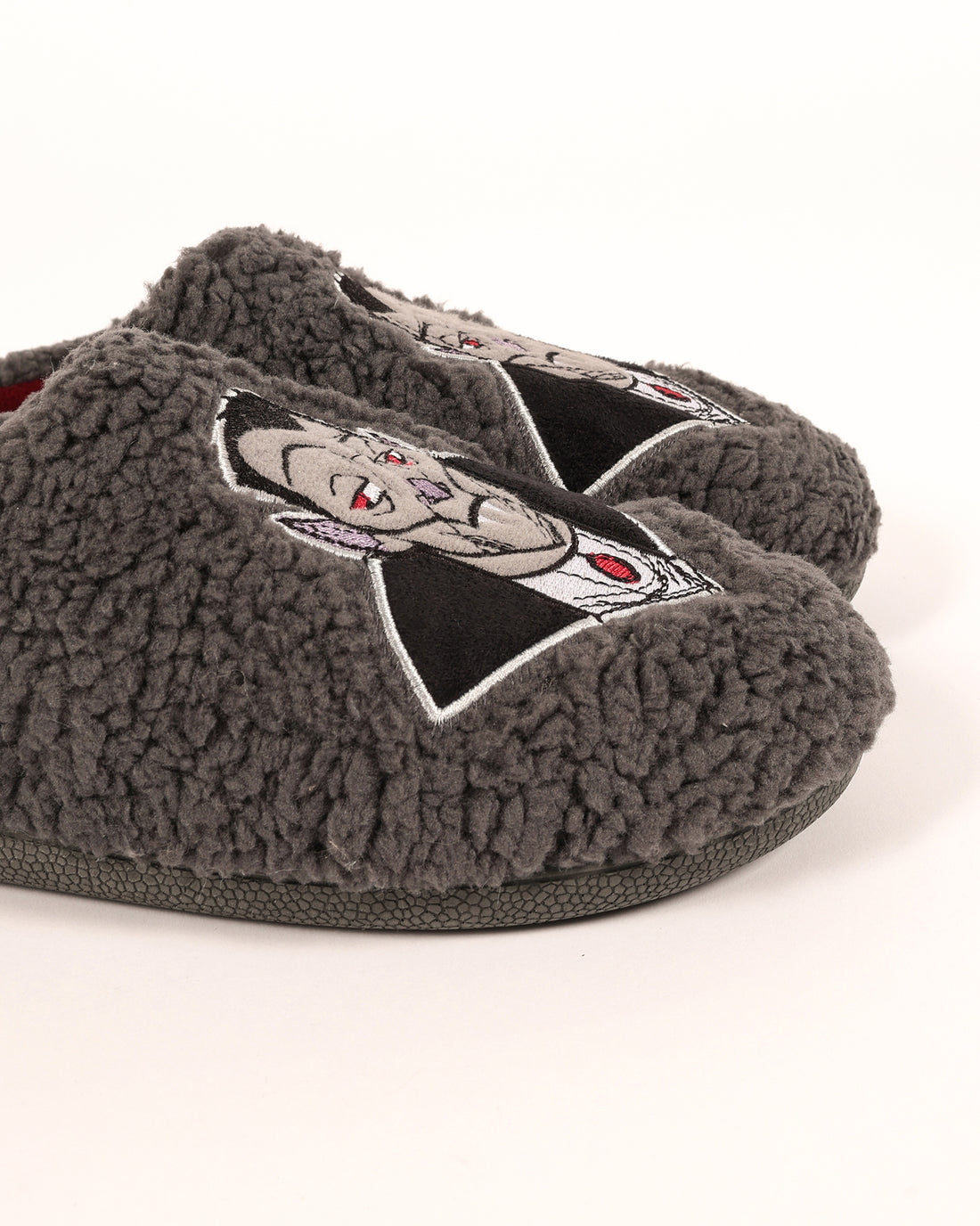 Erkek Gri Halloween Temalı Drakula Nakışlı Ev İçi Ayakkabı