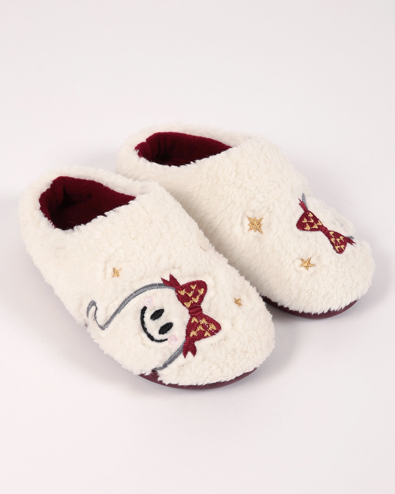 Çocuk Halloween Temalı Fiyonklu Hayalet Desenli  Peluş Ev İçi Ayakkabı