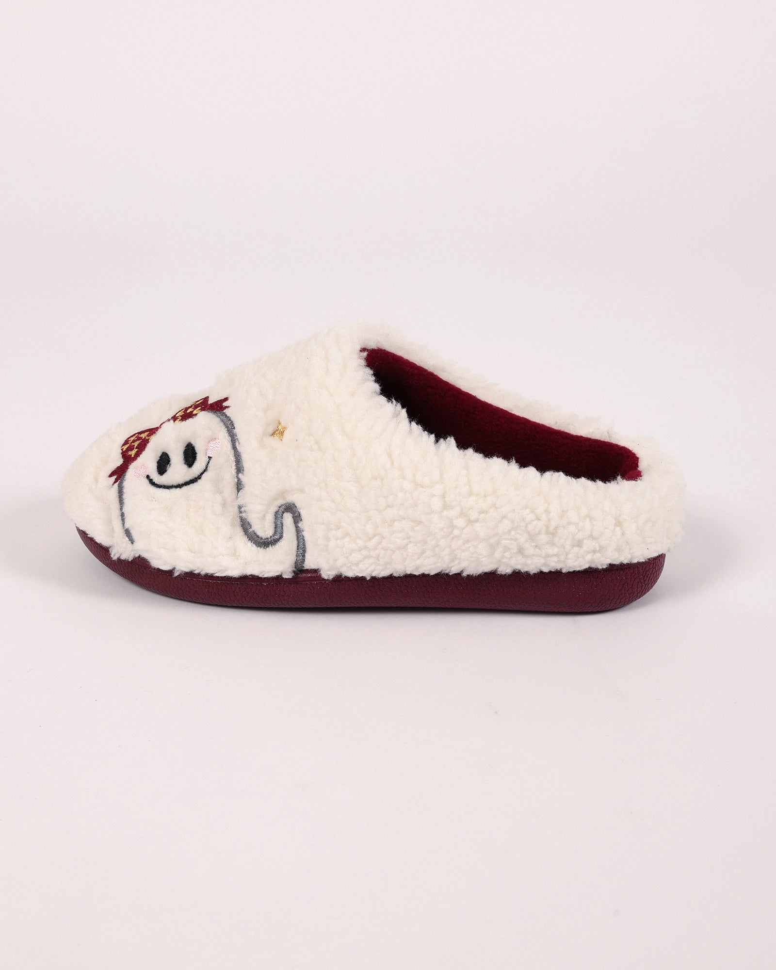 Çocuk Halloween Temalı Fiyonklu Hayalet Desenli  Peluş Ev İçi Ayakkabı