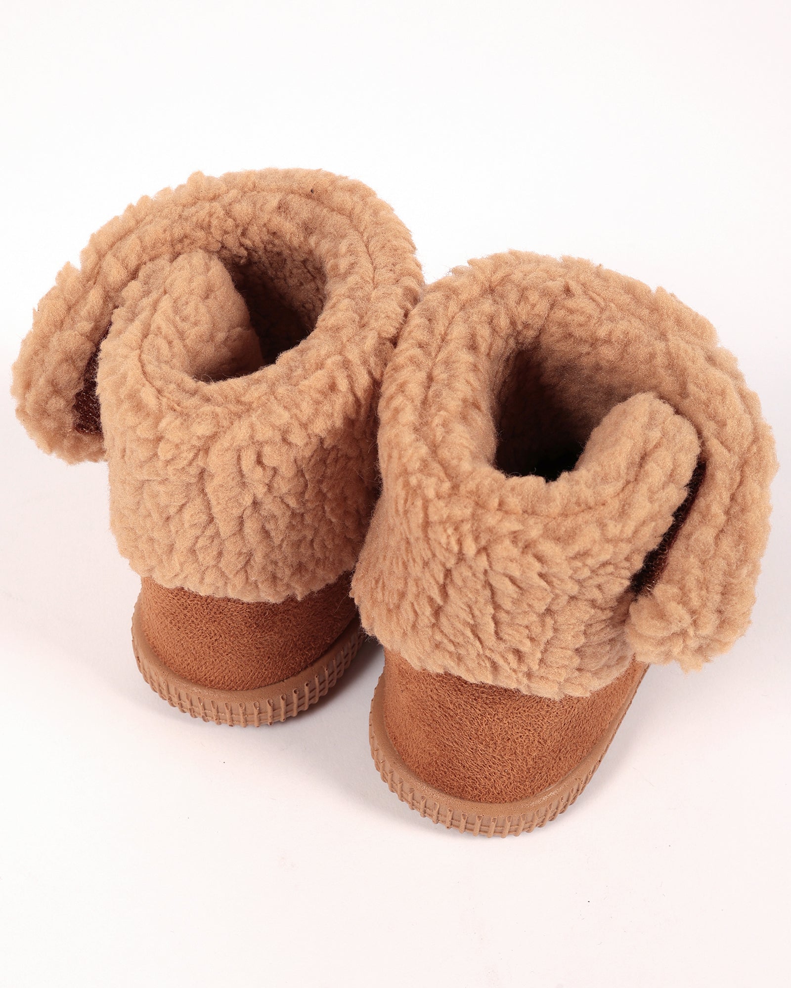 Bebek Ve Çocuk Camel Süet Görünümlü Ayıcık Model İşlemeli  Peluş Panduf