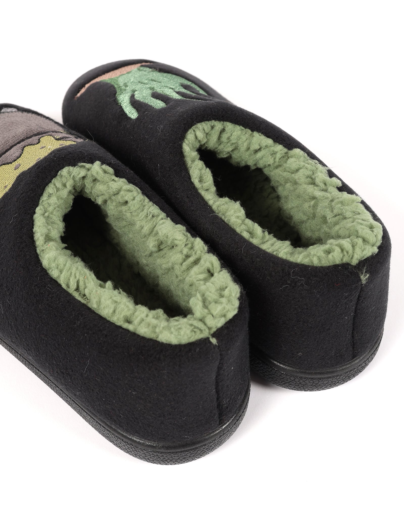 Çocuk Siyah Halloween Temalı Büyü İksiri İşlemeli  Peluş Ev İçi Ayakkabı