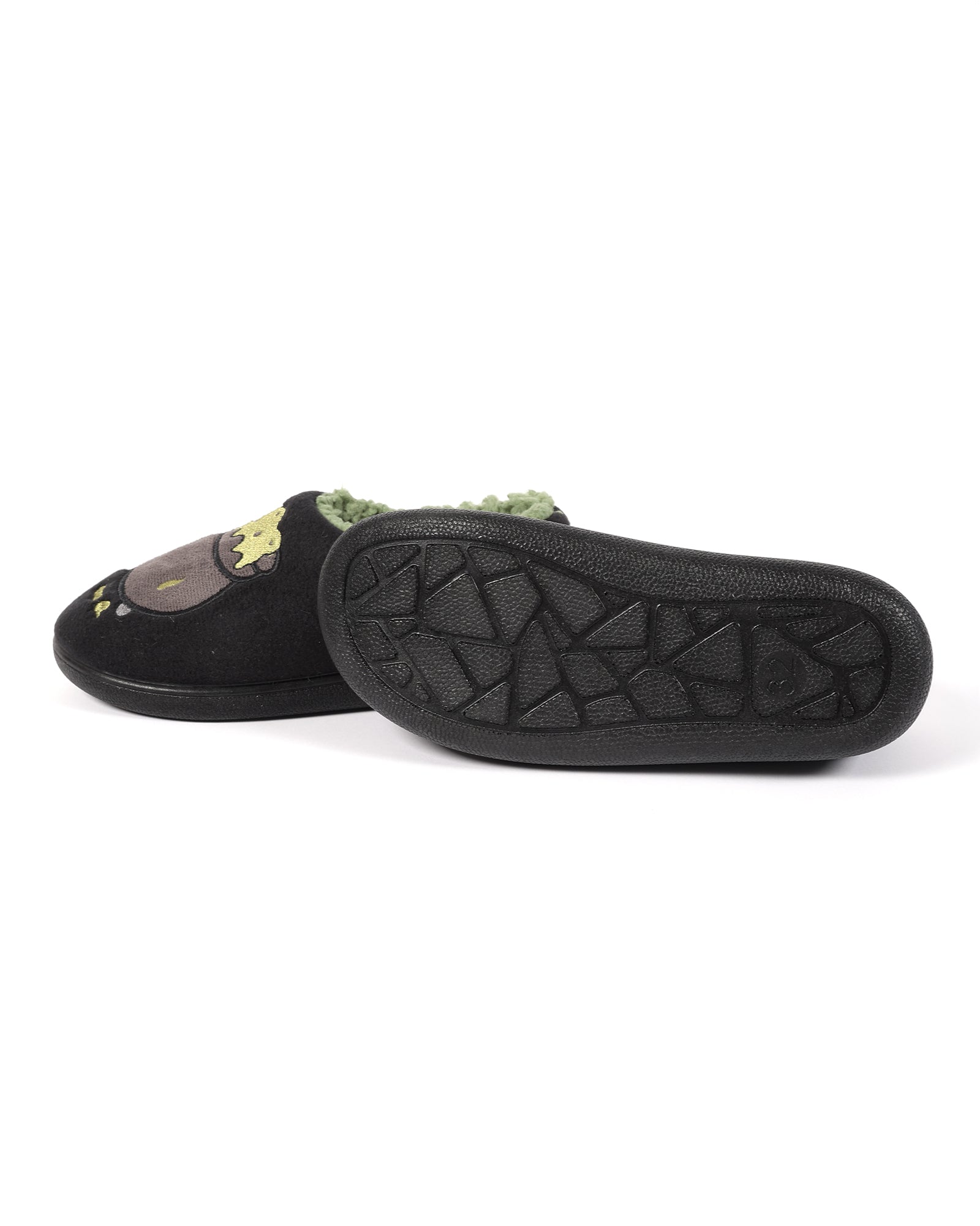 Çocuk Siyah Halloween Temalı Büyü İksiri İşlemeli  Peluş Ev İçi Ayakkabı