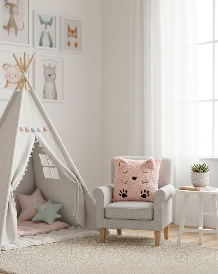 Sevimli Kedi Figürlü Peluş Kırlent