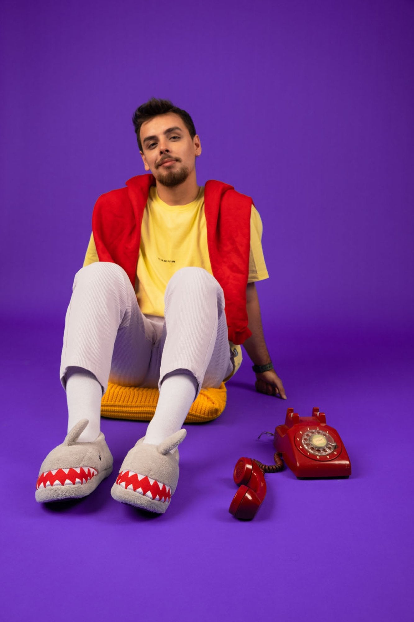 SHARKE - Köpek Balığı Figürlü Erkek Gri Ev İçi Ayakkabı